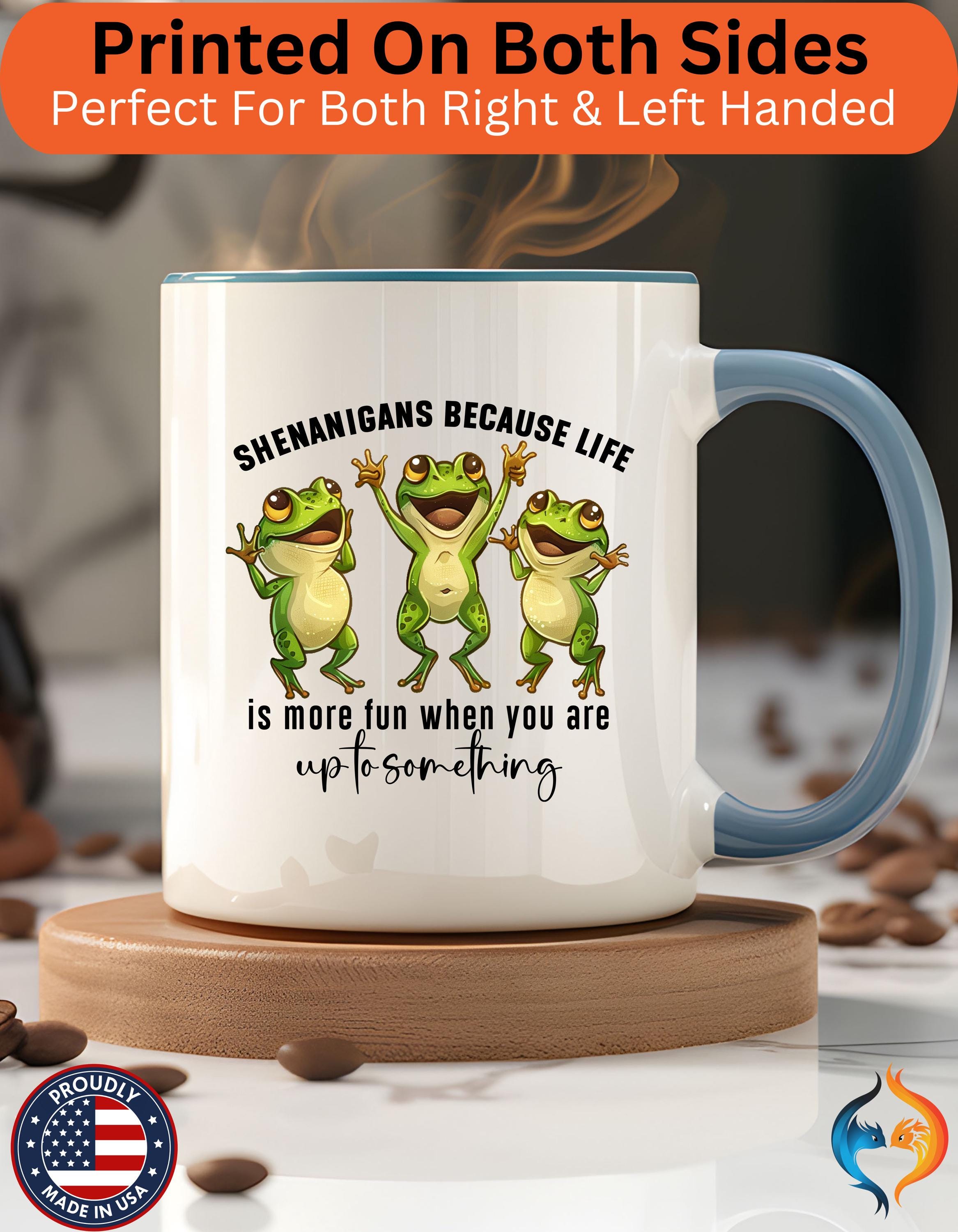 Funny Coffee Mug, Personalized Mug, Shenanigans because life Is More Fun Upto Something Accent Cup (11, 15oz), Gift Under 20, White Elephant