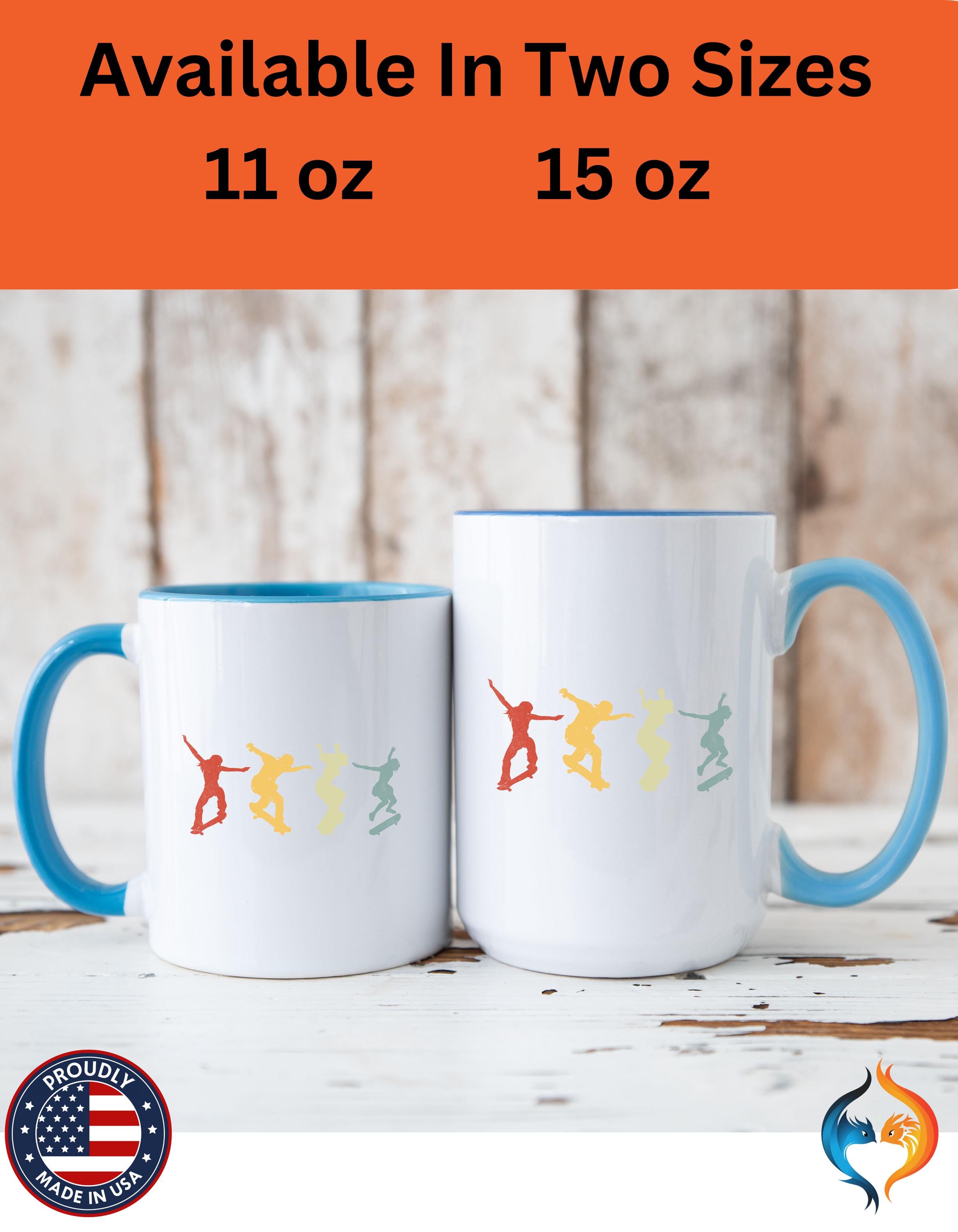 Personalized Mug - Skateboarding Fun Accent Cup (11 and 15oz) - Perfect Gift Under 20 for White Elephant & Gifts, sports lover gift