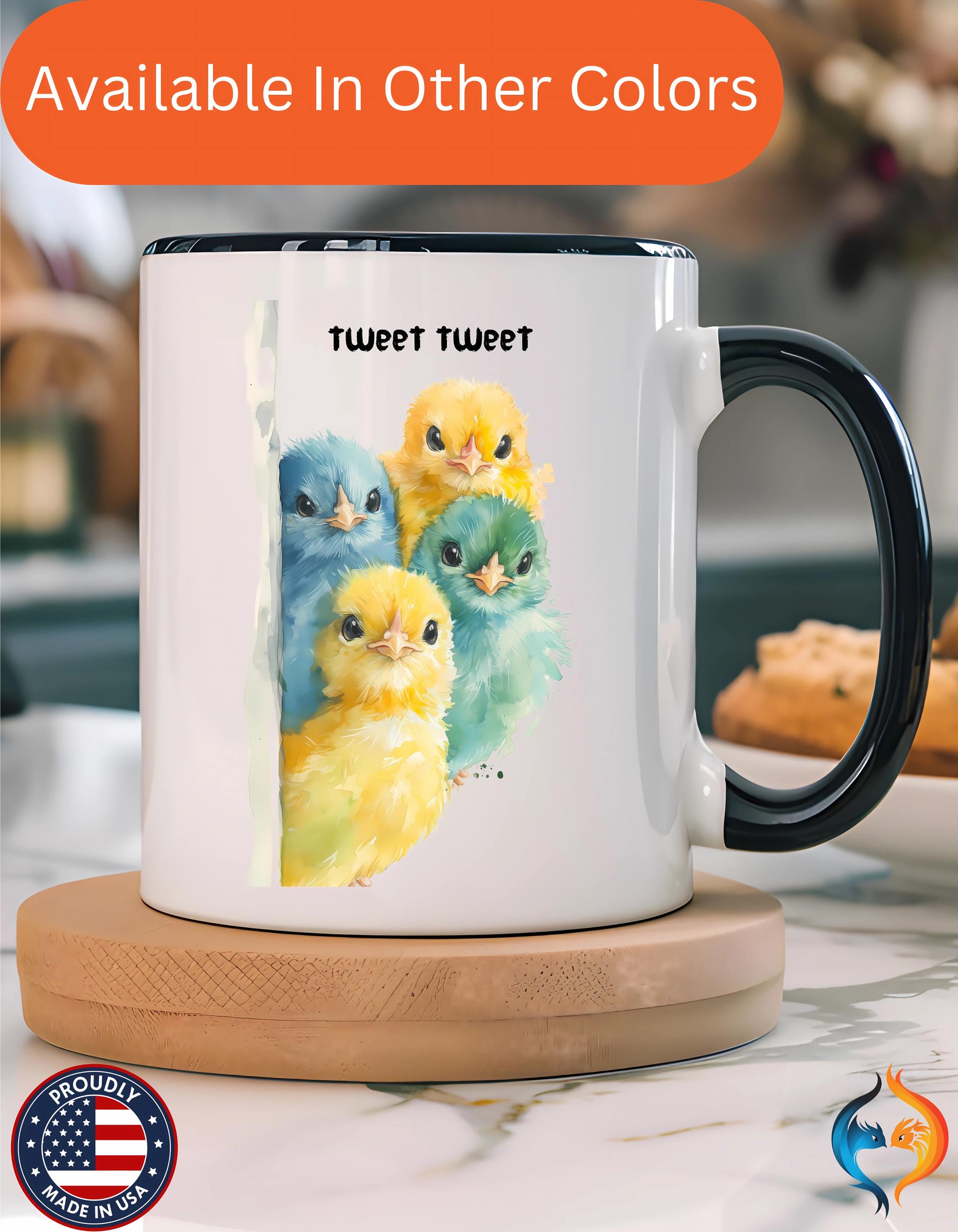 Funny Coffee Mug, Personalized Mug, Tweet Tweet Birds Accent Cup, Gift Under 20, 11 & 15oz White Elephant, gift for animal, bird, pet lovers