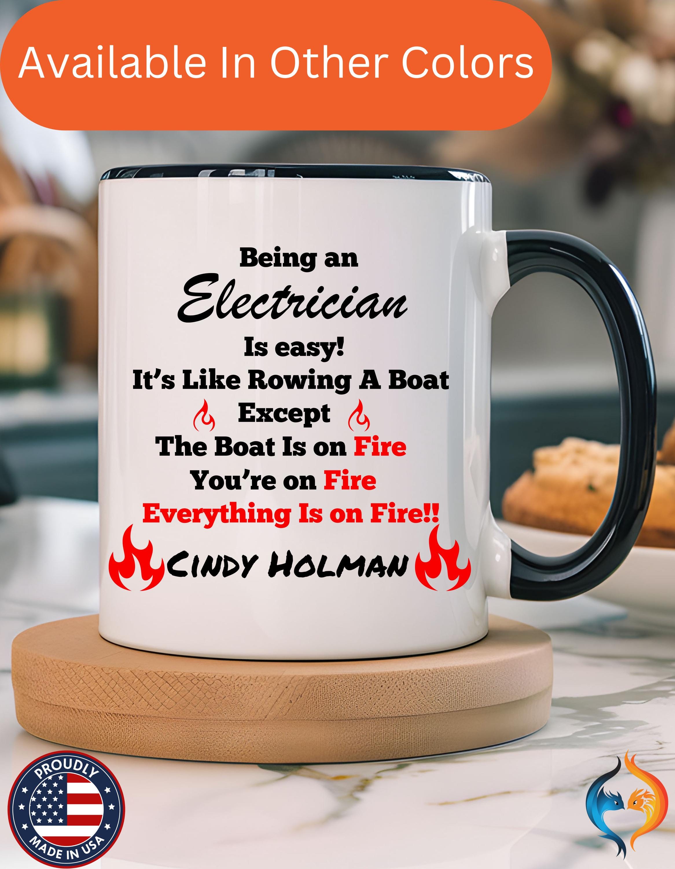 Funny Work Mug, Personalized Mug, Being An Electrician Is Easy Accent Coffee Cup 11,15oz Gift For Coworker, Team Building Merch