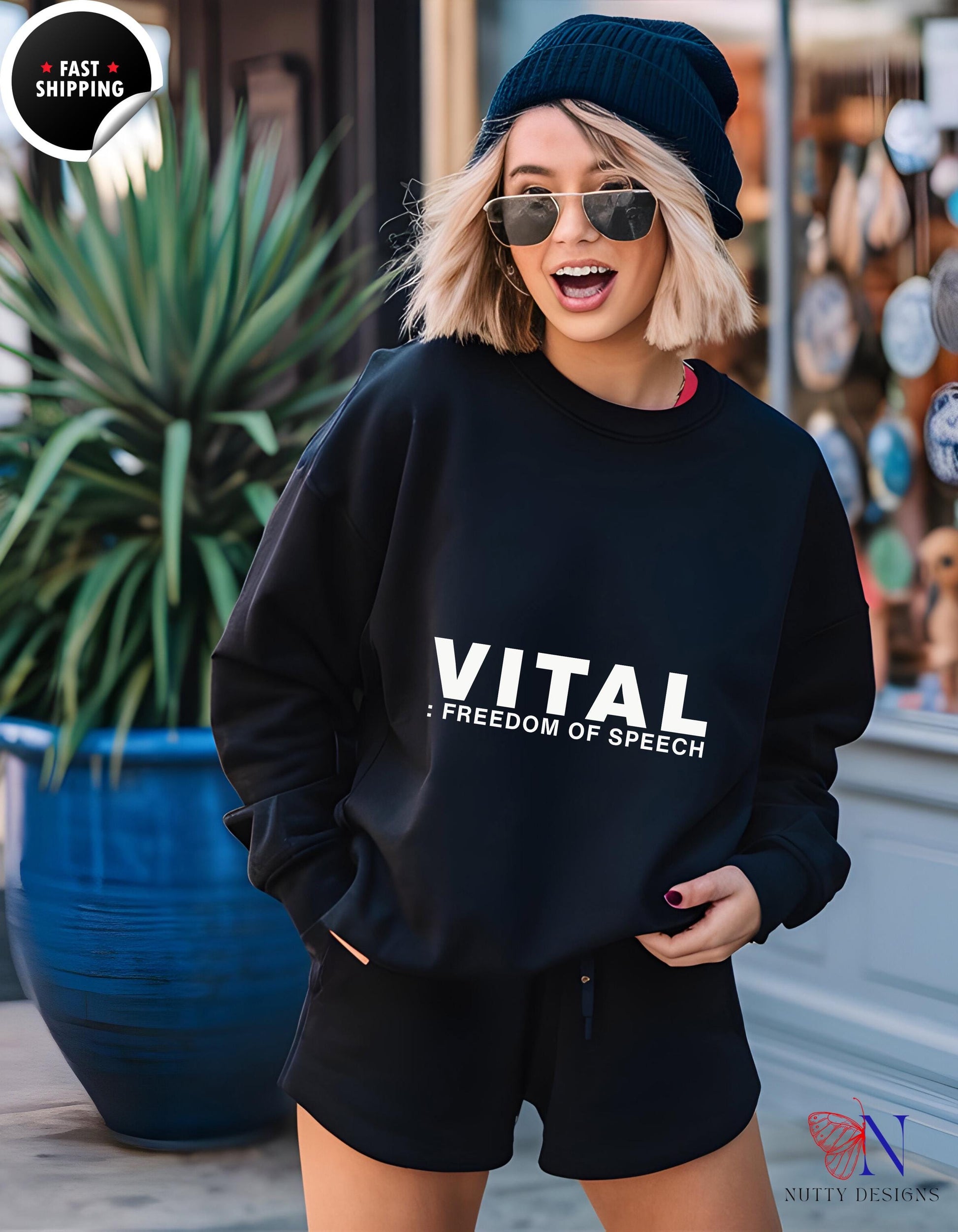 Freedom Of Speech – Minimalist Streetwear Sweatshirt Product Photo | Nutty Designs
