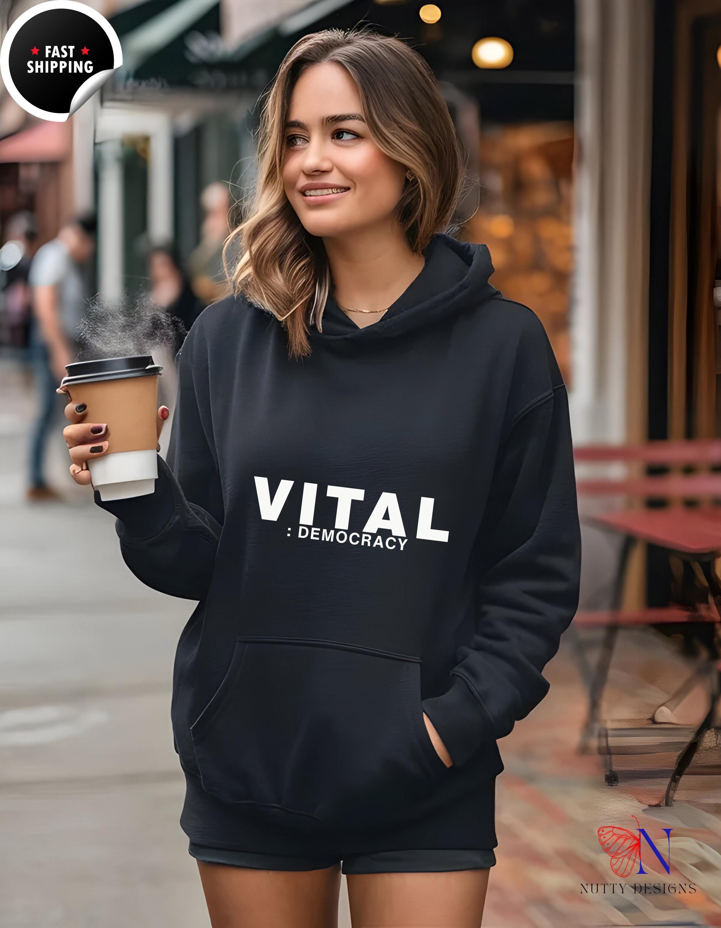 Vital Democracy – Minimalist Cotton Polyester Blend Hoodie Product Photo | Nutty Designs