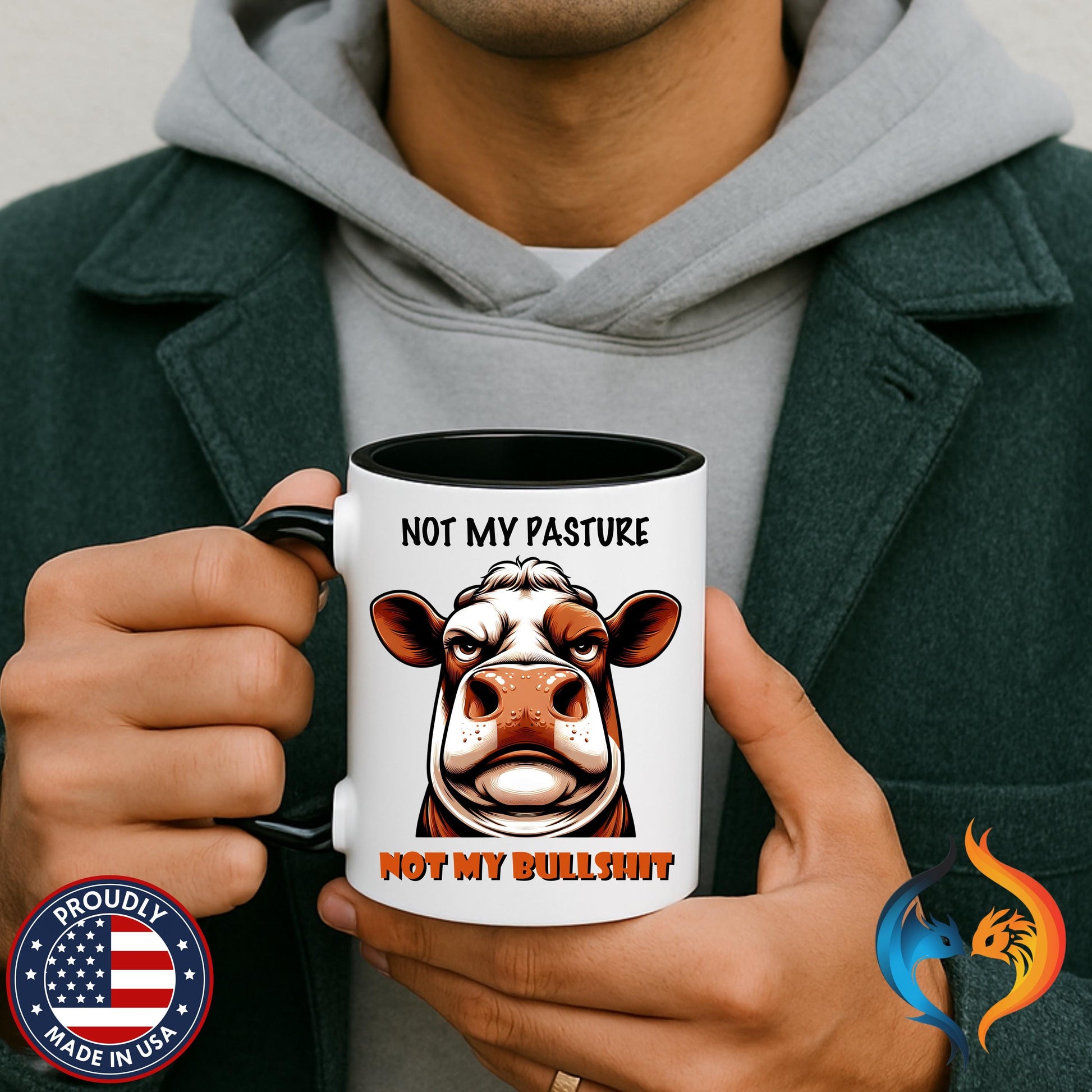 Not My Pasture Not My Bullshit Mug Product Photo | Nutty Designs
