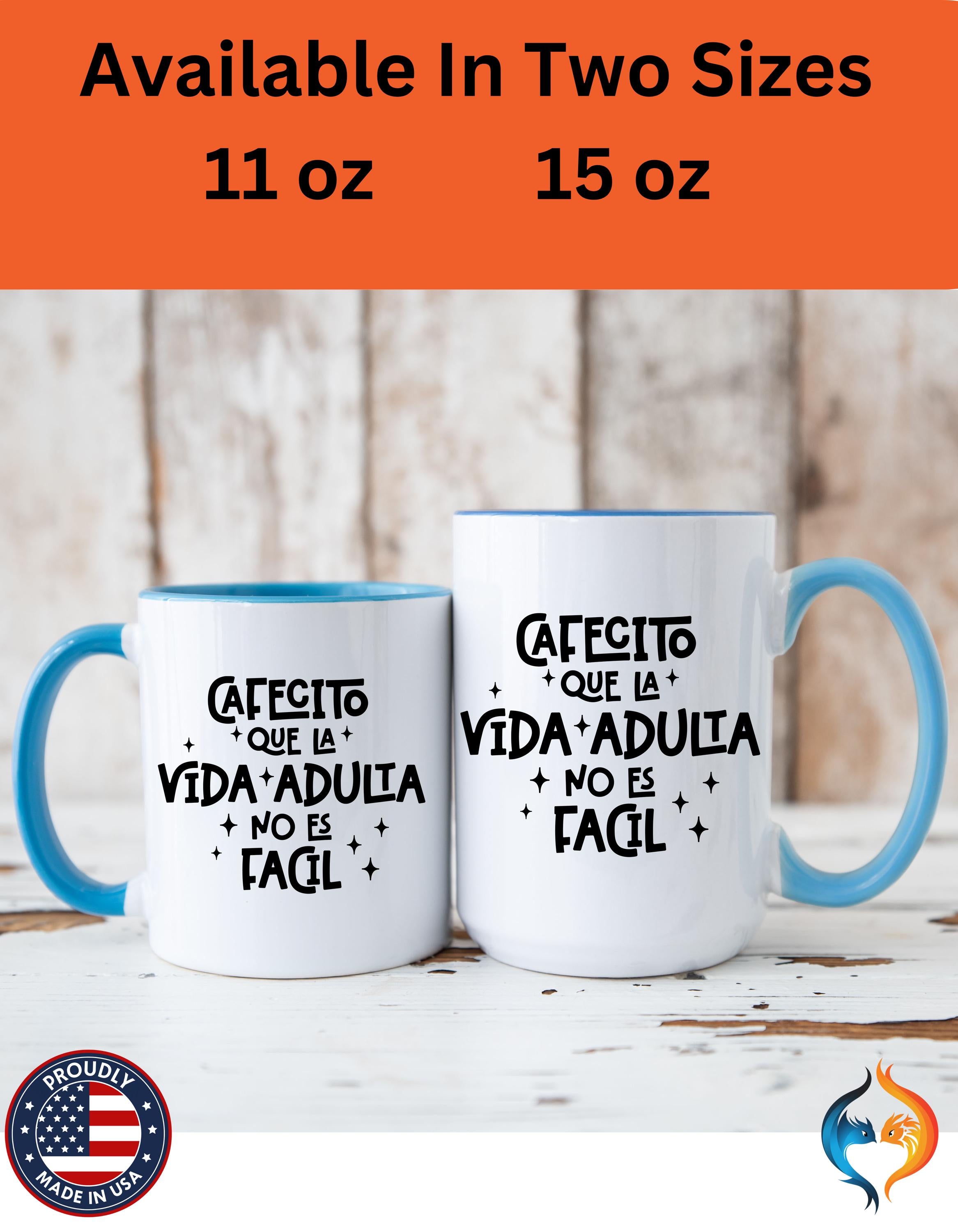 Cafecito Que La Vida Adulta No Es Fácil Mug Product Photo | Nutty Designs