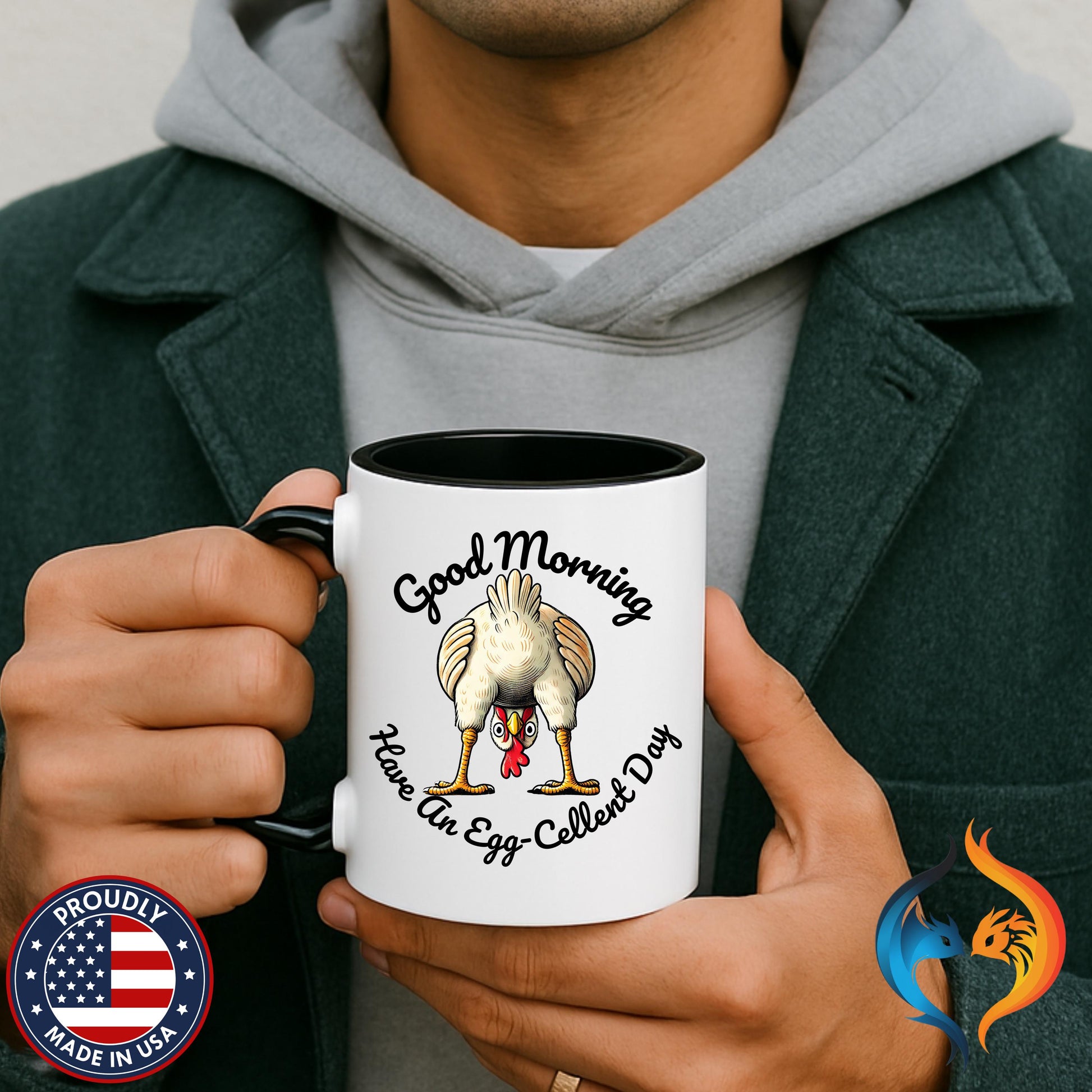 Good Morning Chicken Butt, Have An Egg-Cellent Day Mug Product Photo | Nutty Designs