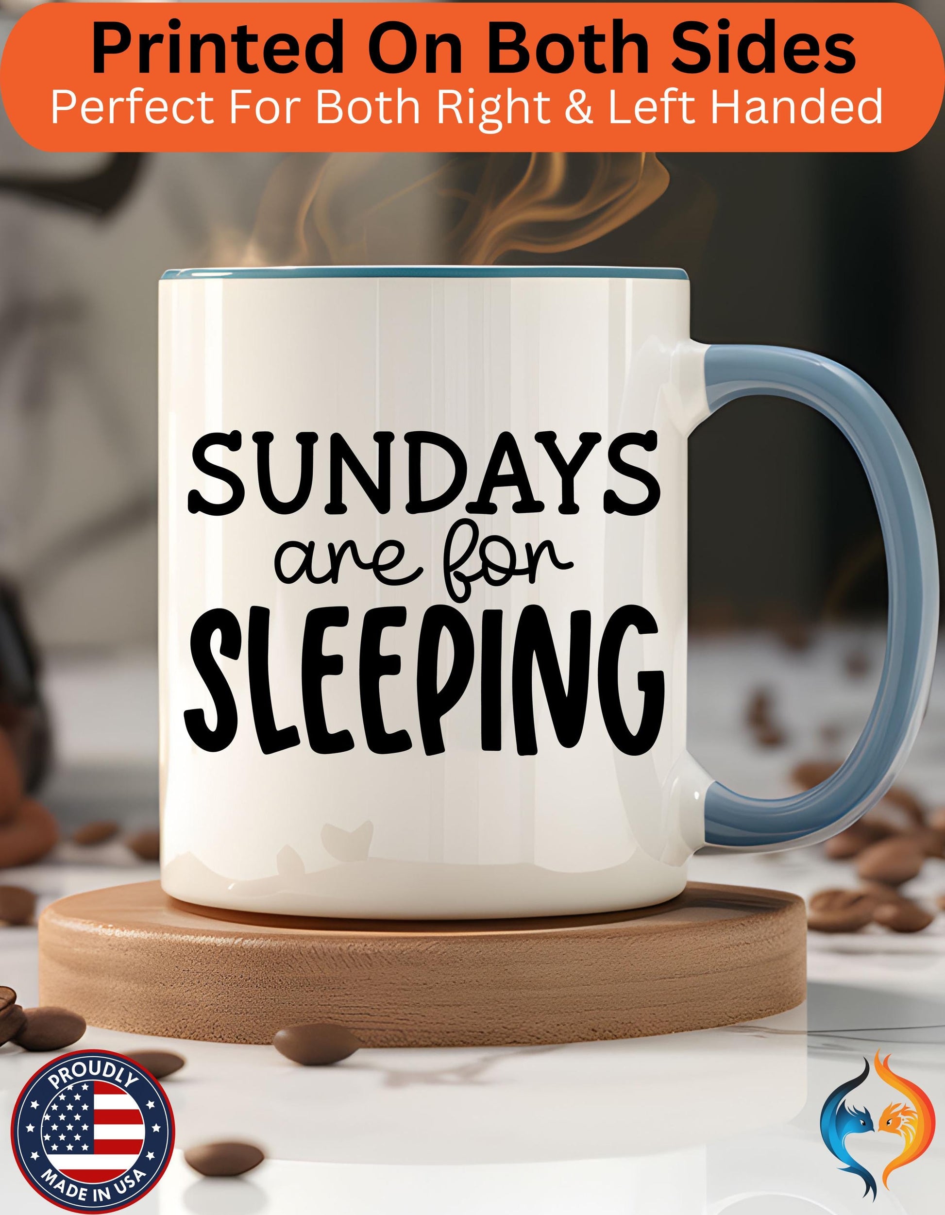 Sundays Are For Sleeping, Sarcastic Tea Cup Mug Product Photo | Nutty Designs