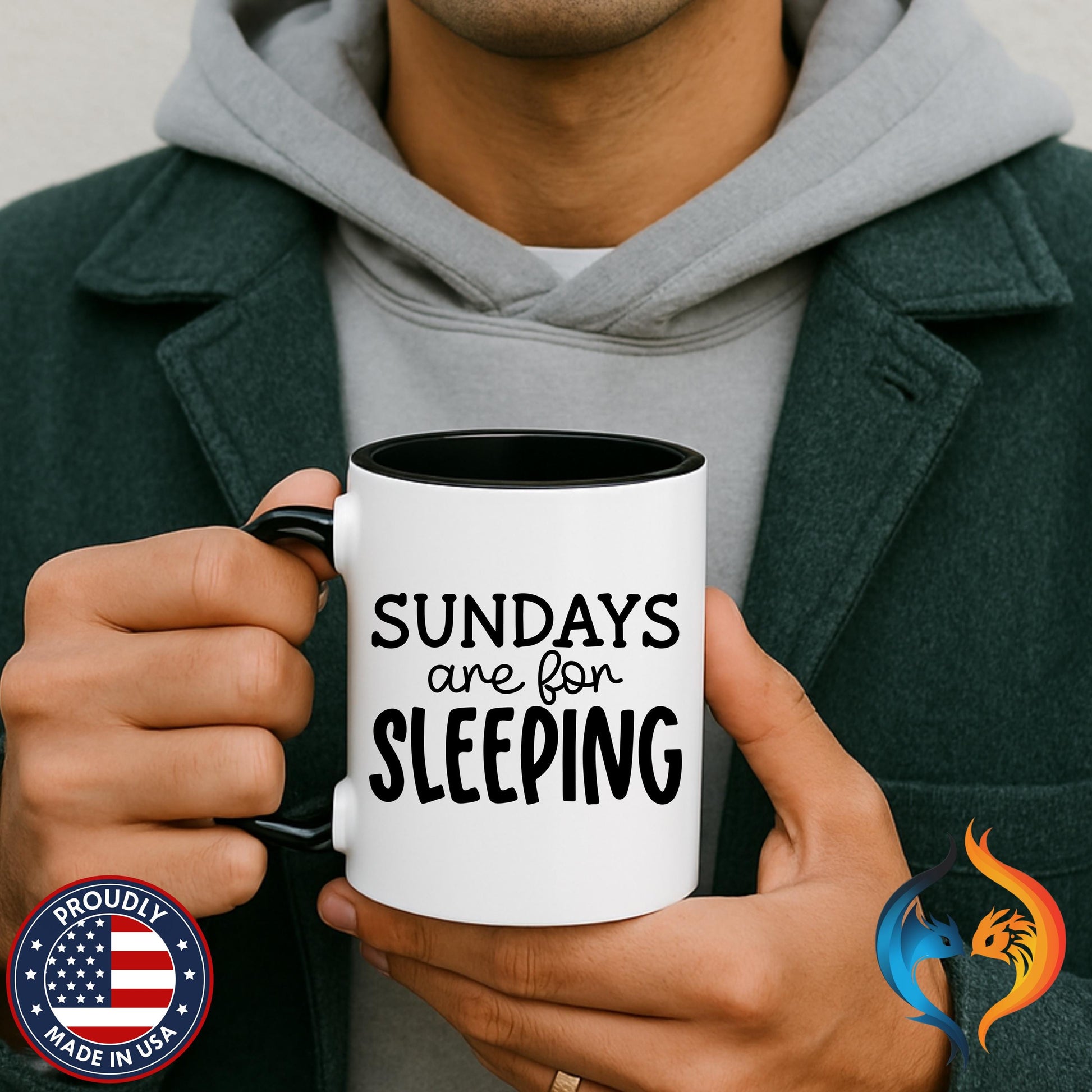 Sundays Are For Sleeping, Sarcastic Tea Cup Mug Product Photo | Nutty Designs