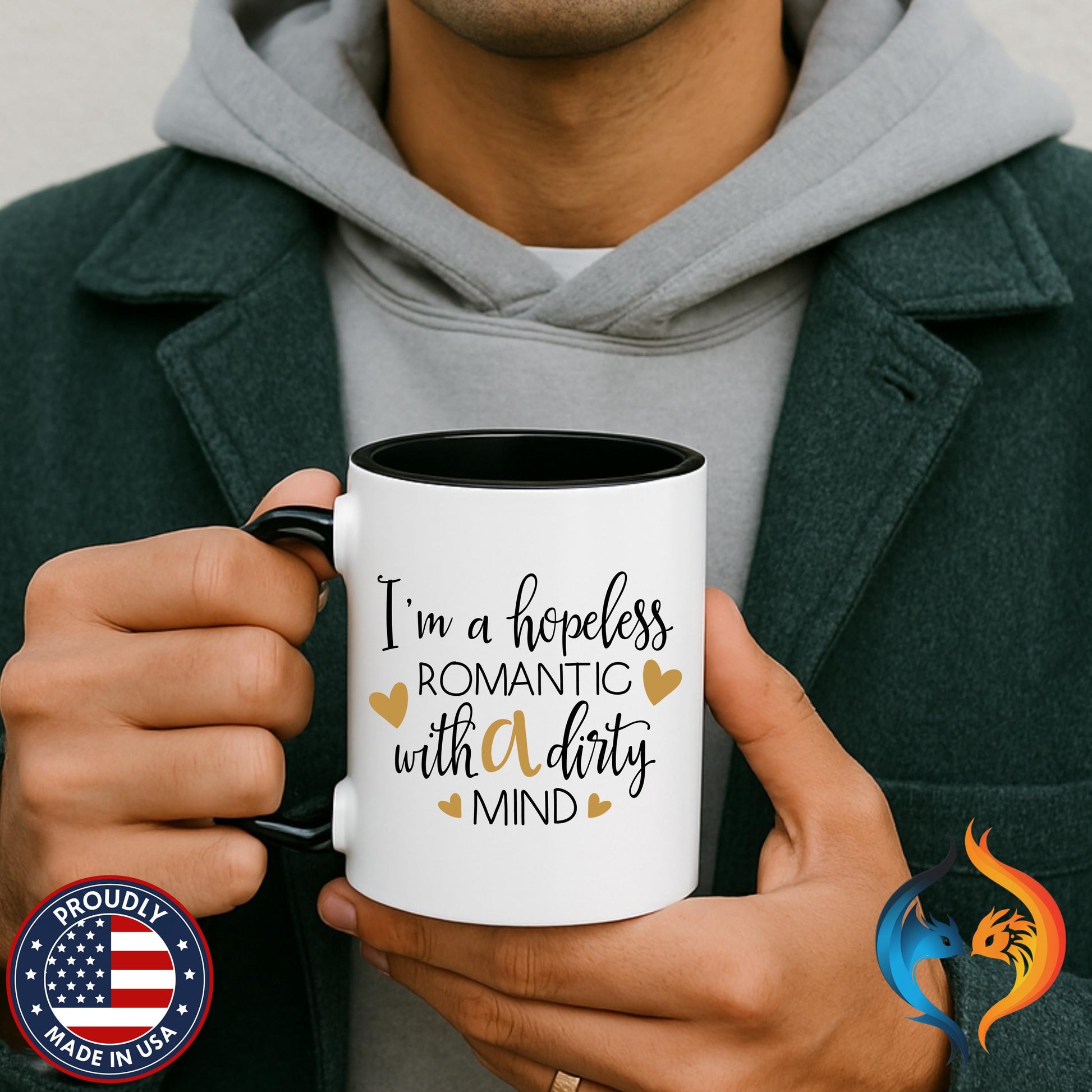 Hopeless Romantic with a Dirty Mind Mug Product Photo | Nutty Designs