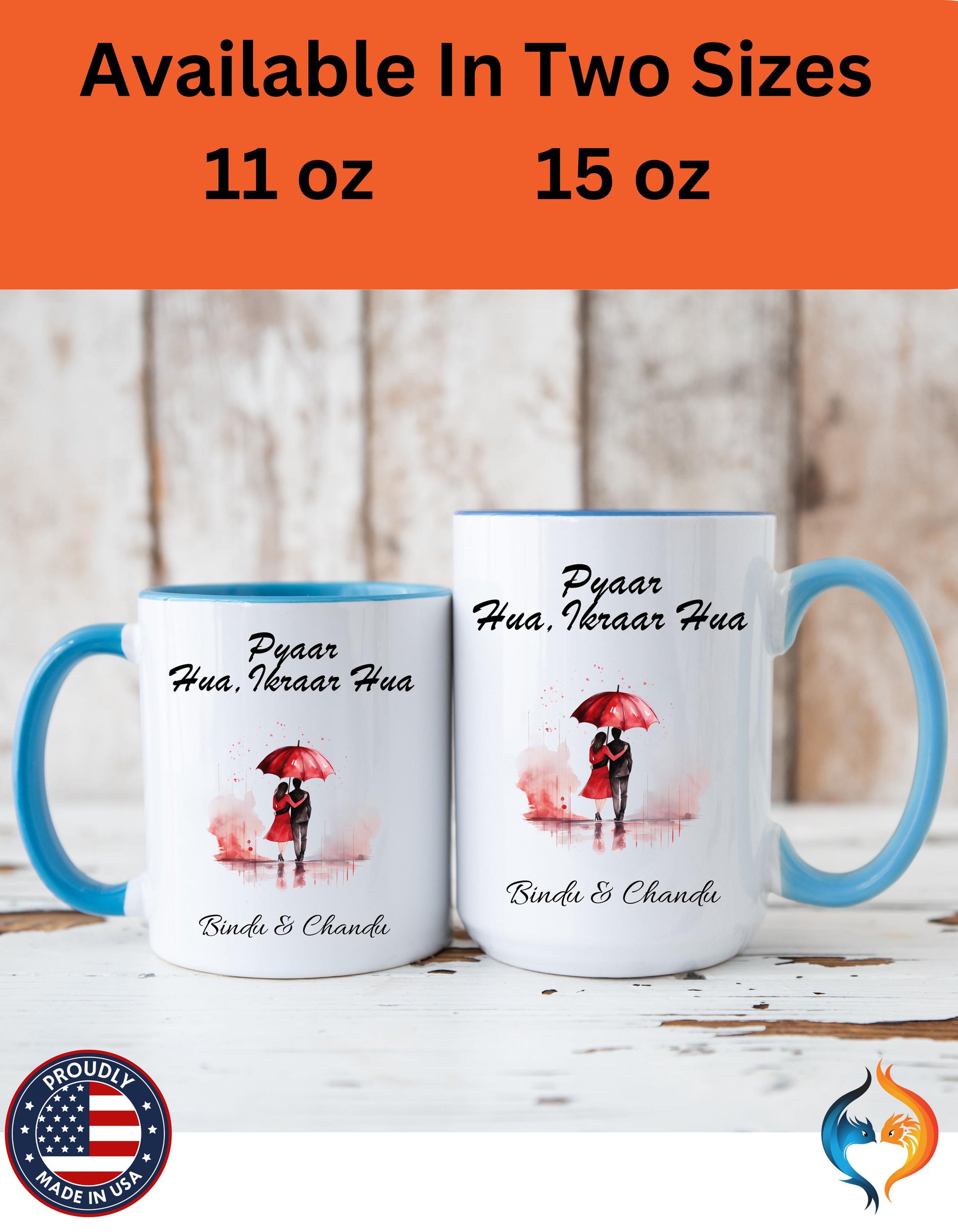 Pyaar Hua Ikraar Hua Romantic Couple Under Umbrella Mug Product Photo | Nutty Designs