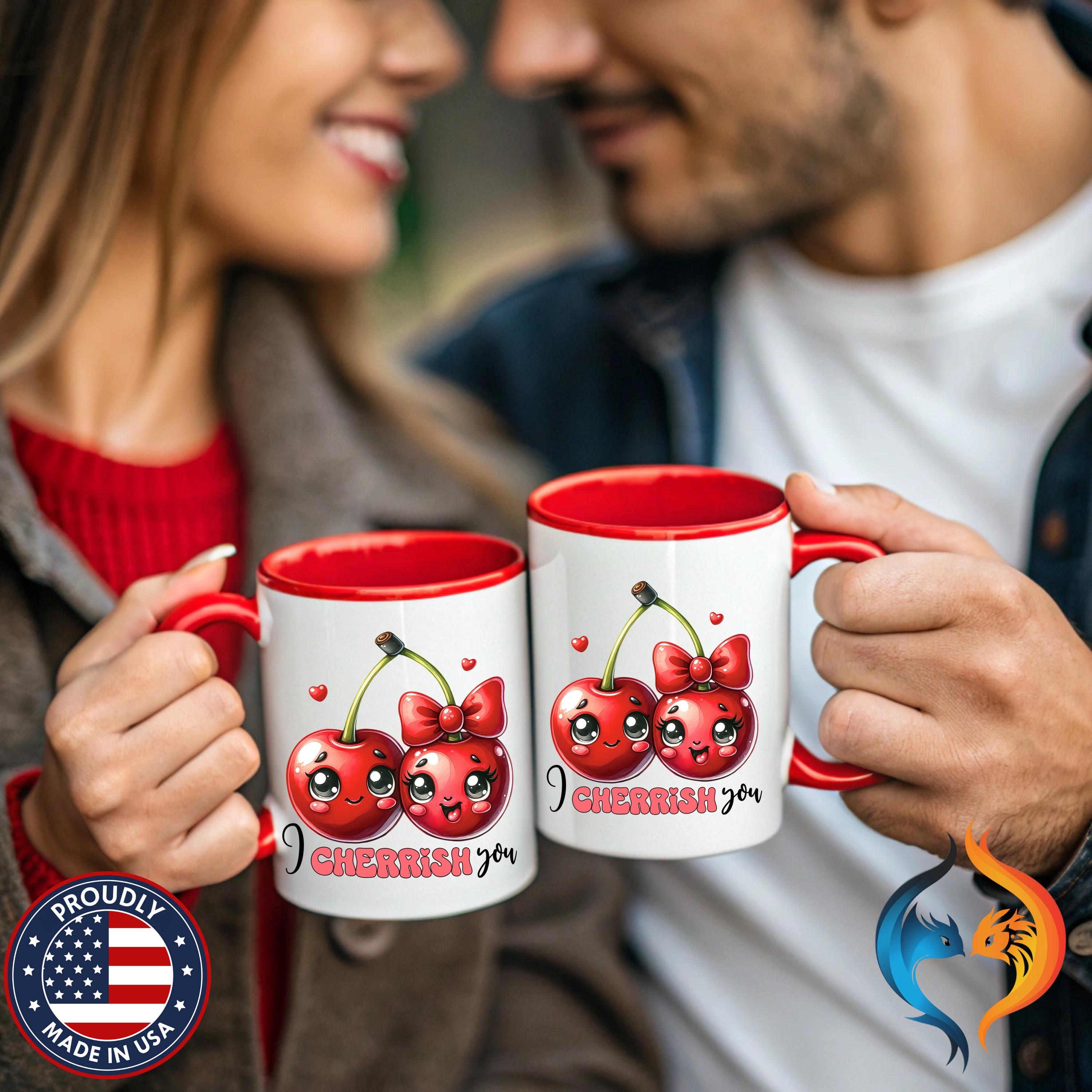 Kawaii Cherries I Cherrish You Mug Product Photo | Nutty Designs