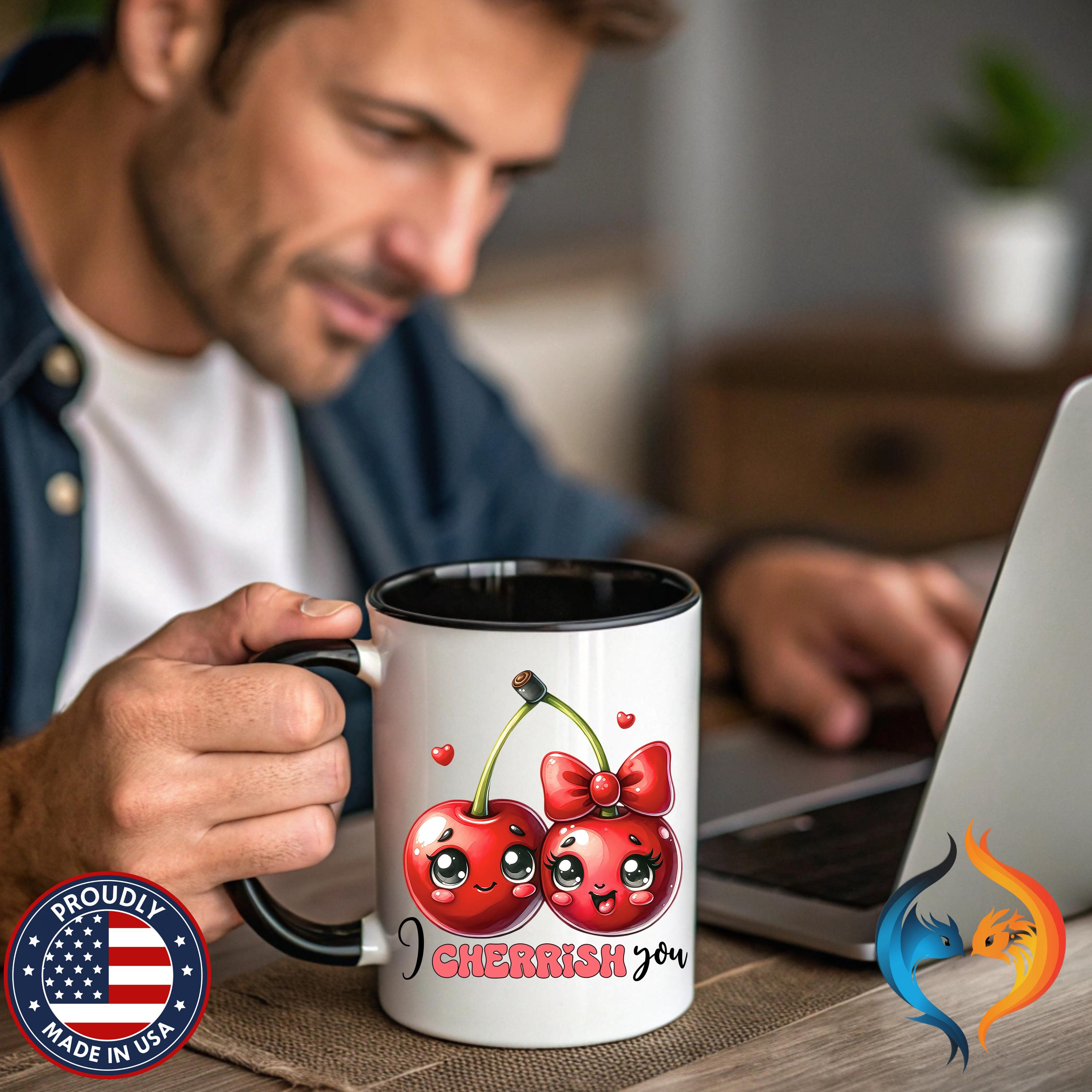 Kawaii Cherries I Cherrish You Mug Product Photo | Nutty Designs