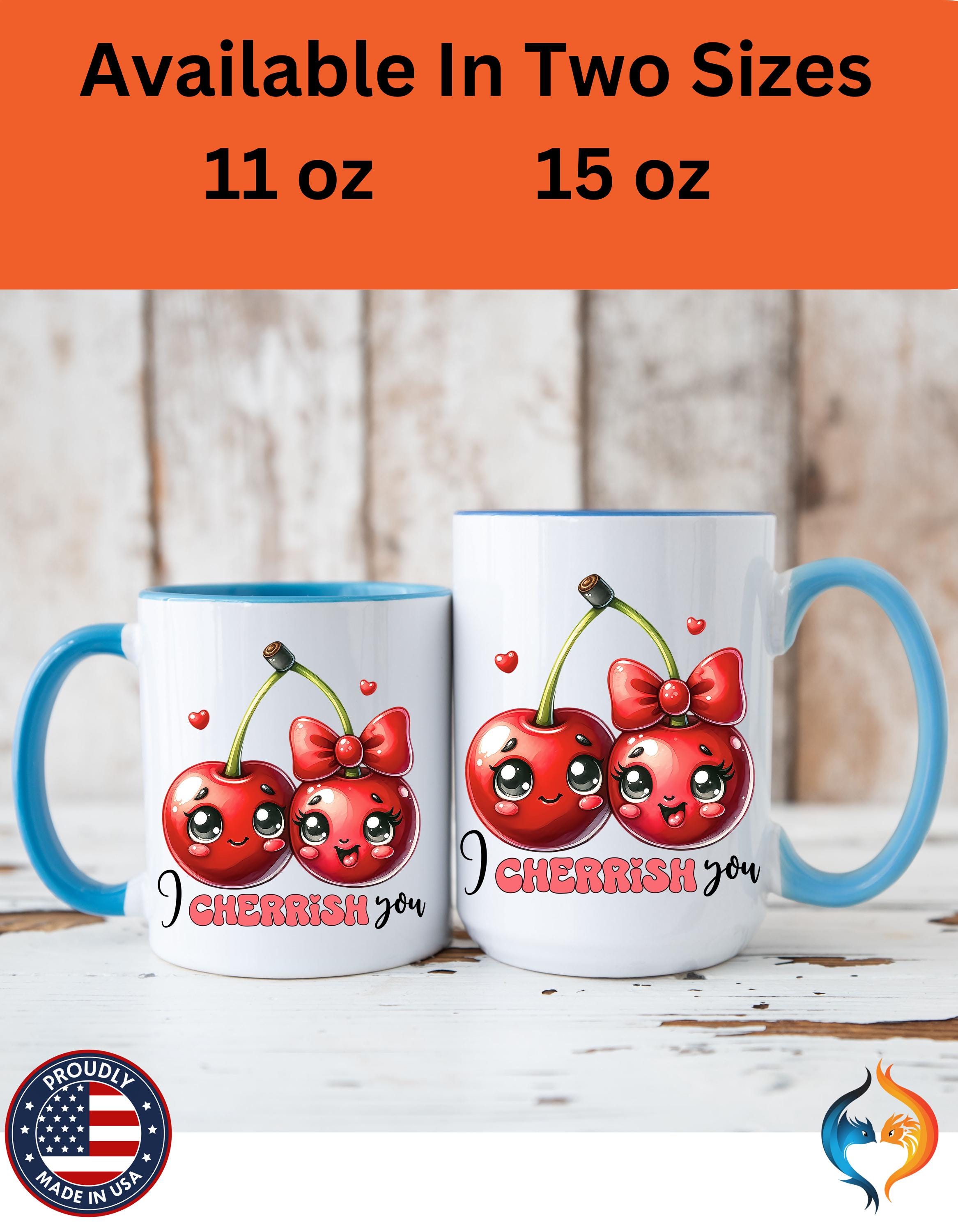 Kawaii Cherries I Cherrish You Mug Product Photo | Nutty Designs