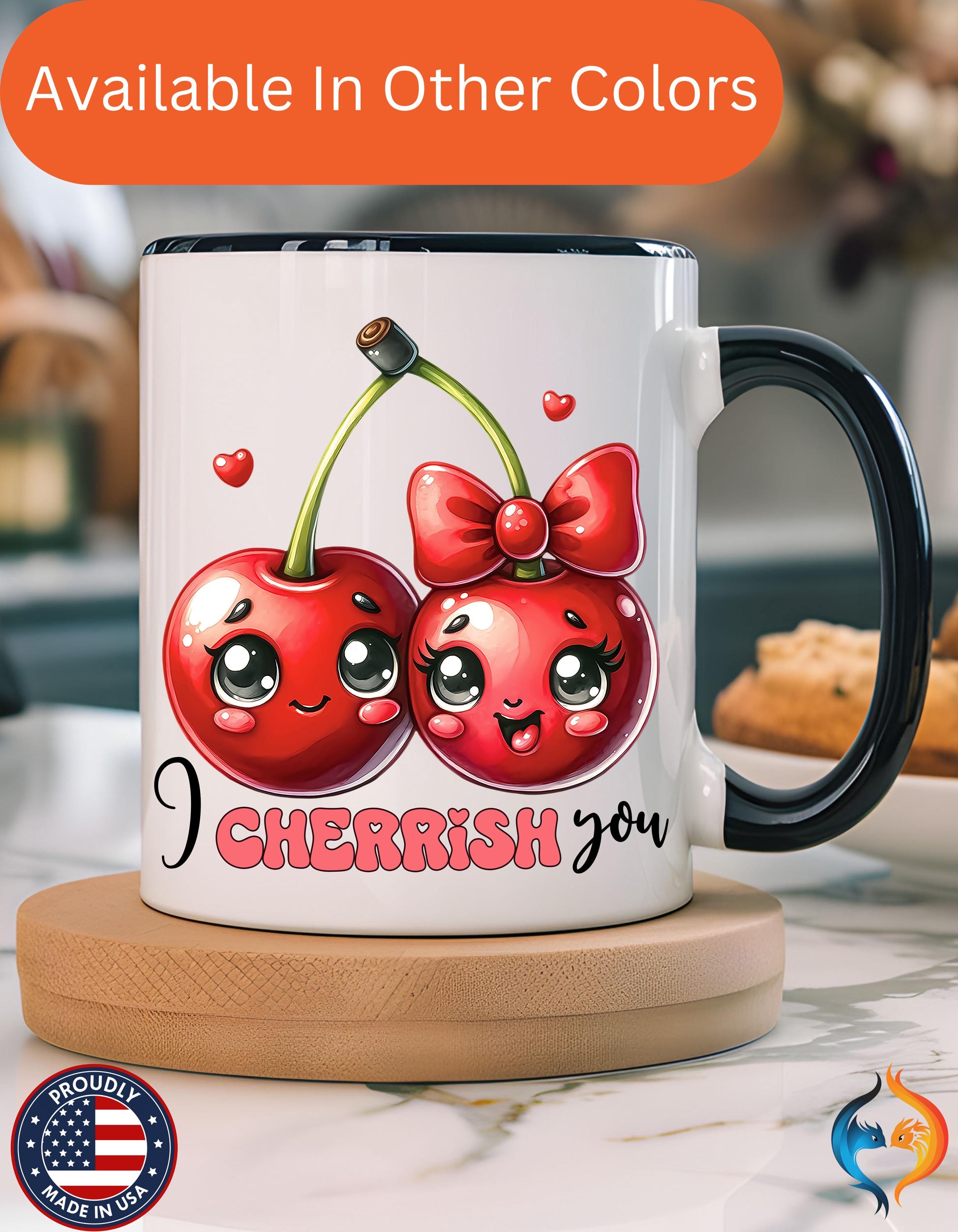 Kawaii Cherries I Cherrish You Mug Product Photo | Nutty Designs