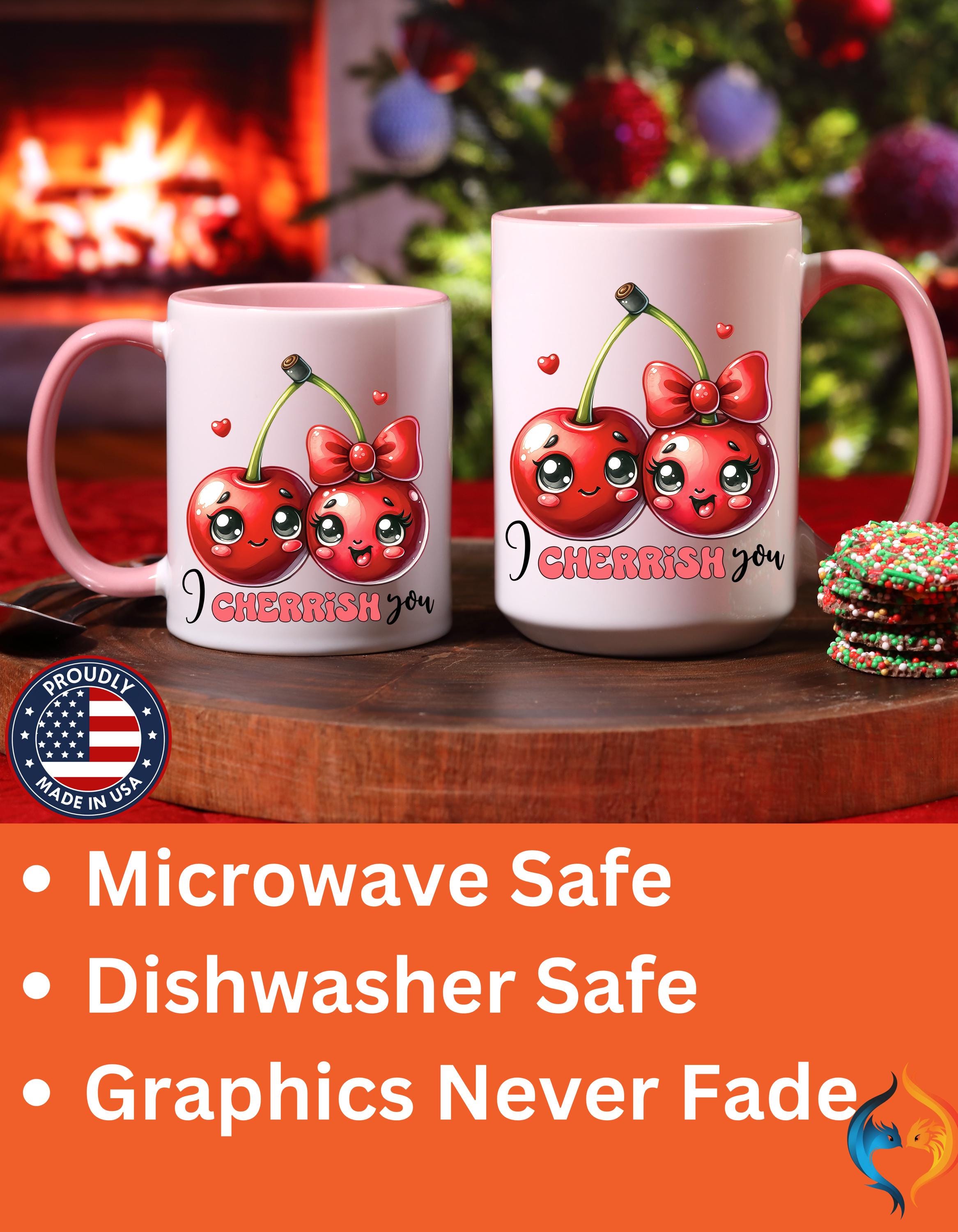 Kawaii Cherries I Cherrish You Mug Product Photo | Nutty Designs