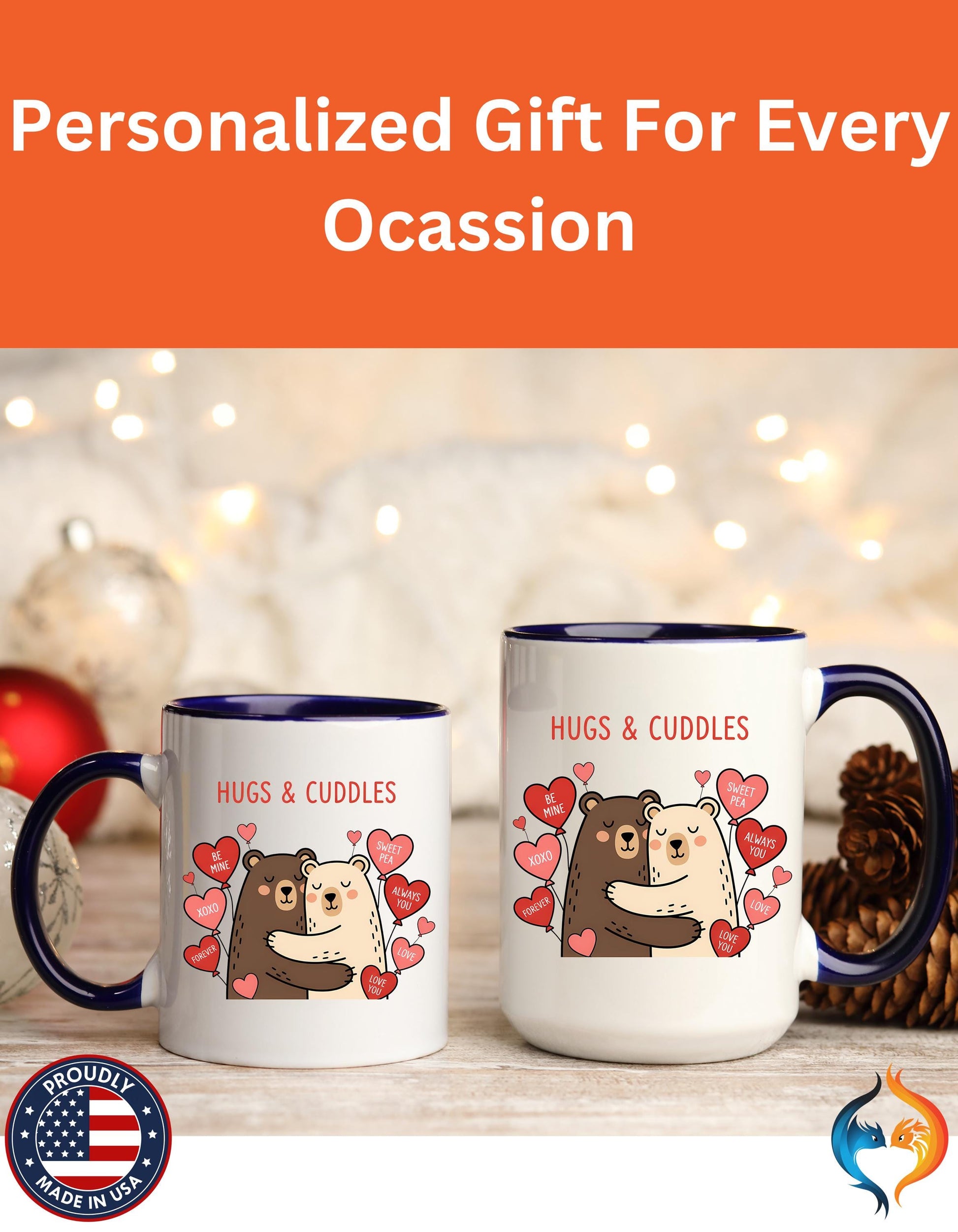Hugs & Cuddles Bear Couple Mug Product Photo | Nutty Designs