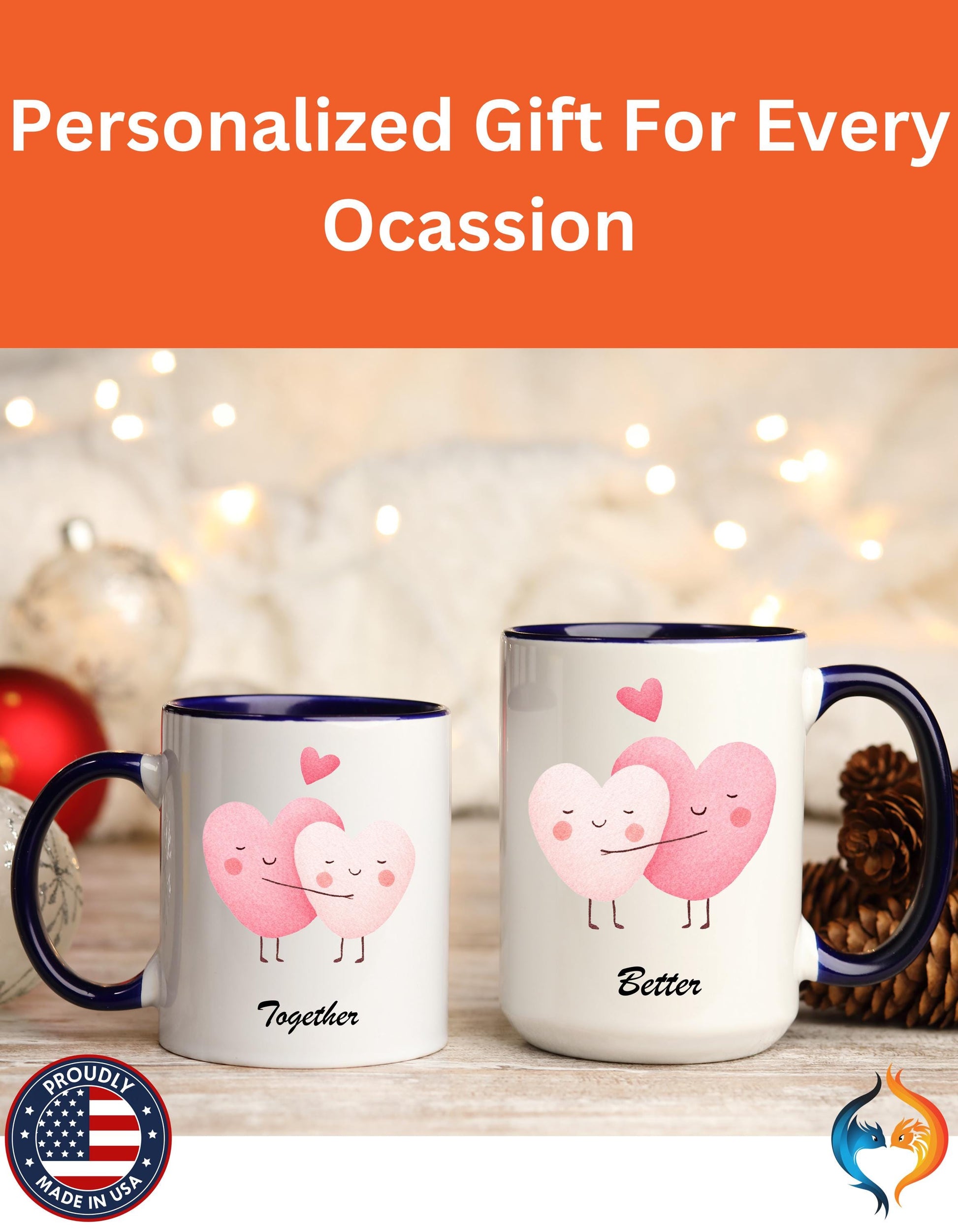 Two Hearts Better Together Mug Product Photo | Nutty Designs