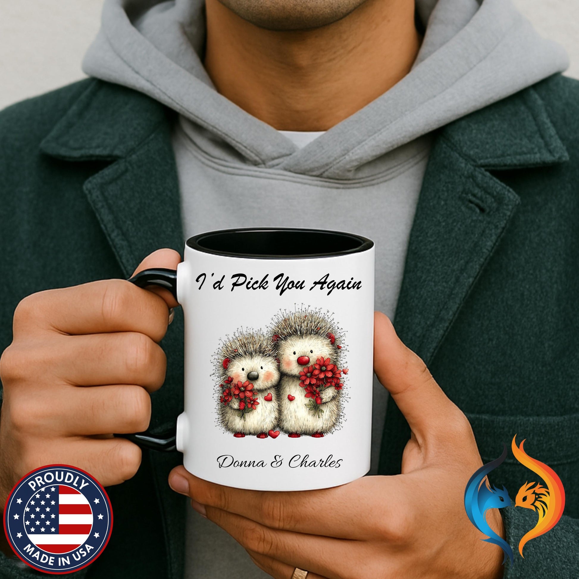 I'd Pick You Again Hedgehog Couple Mug Product Photo | Nutty Designs
