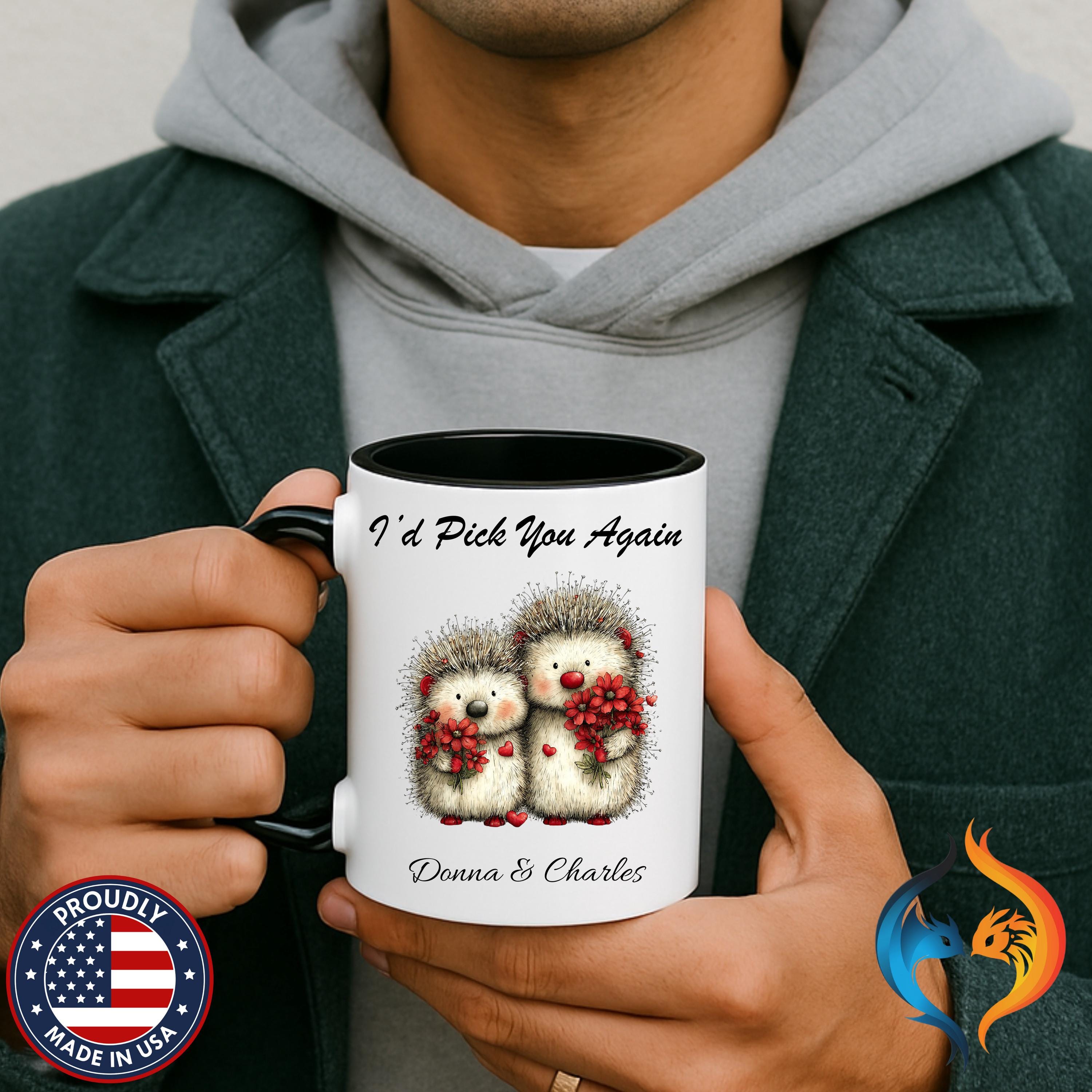 I'd Pick You Again Hedgehog Couple Mug Product Photo | Nutty Designs