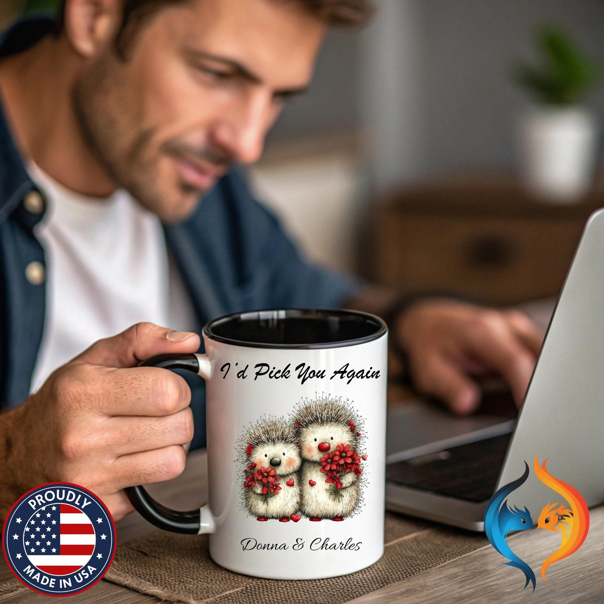 I'd Pick You Again Hedgehog Couple Mug Product Photo | Nutty Designs