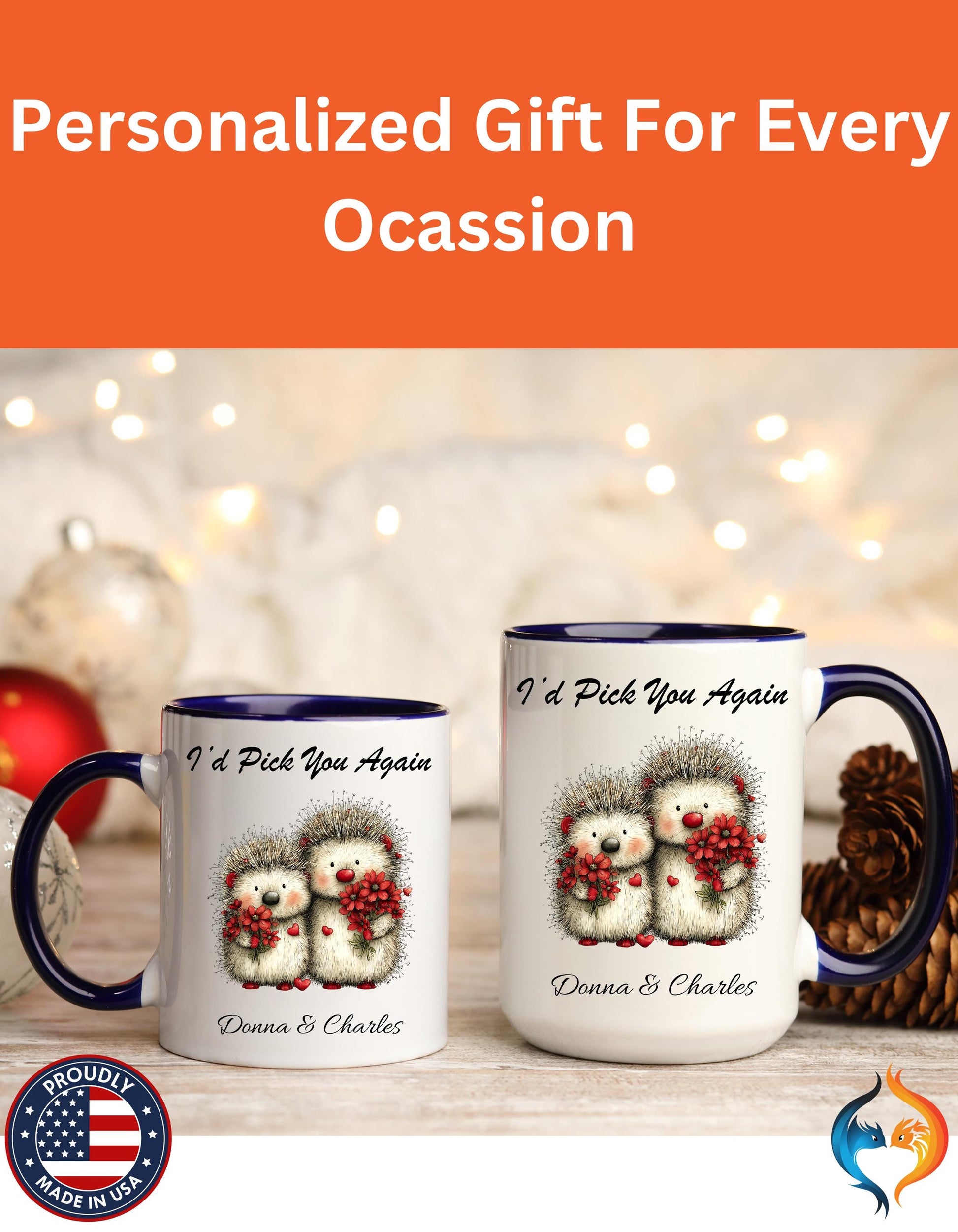 I'd Pick You Again Hedgehog Couple Mug Product Photo | Nutty Designs