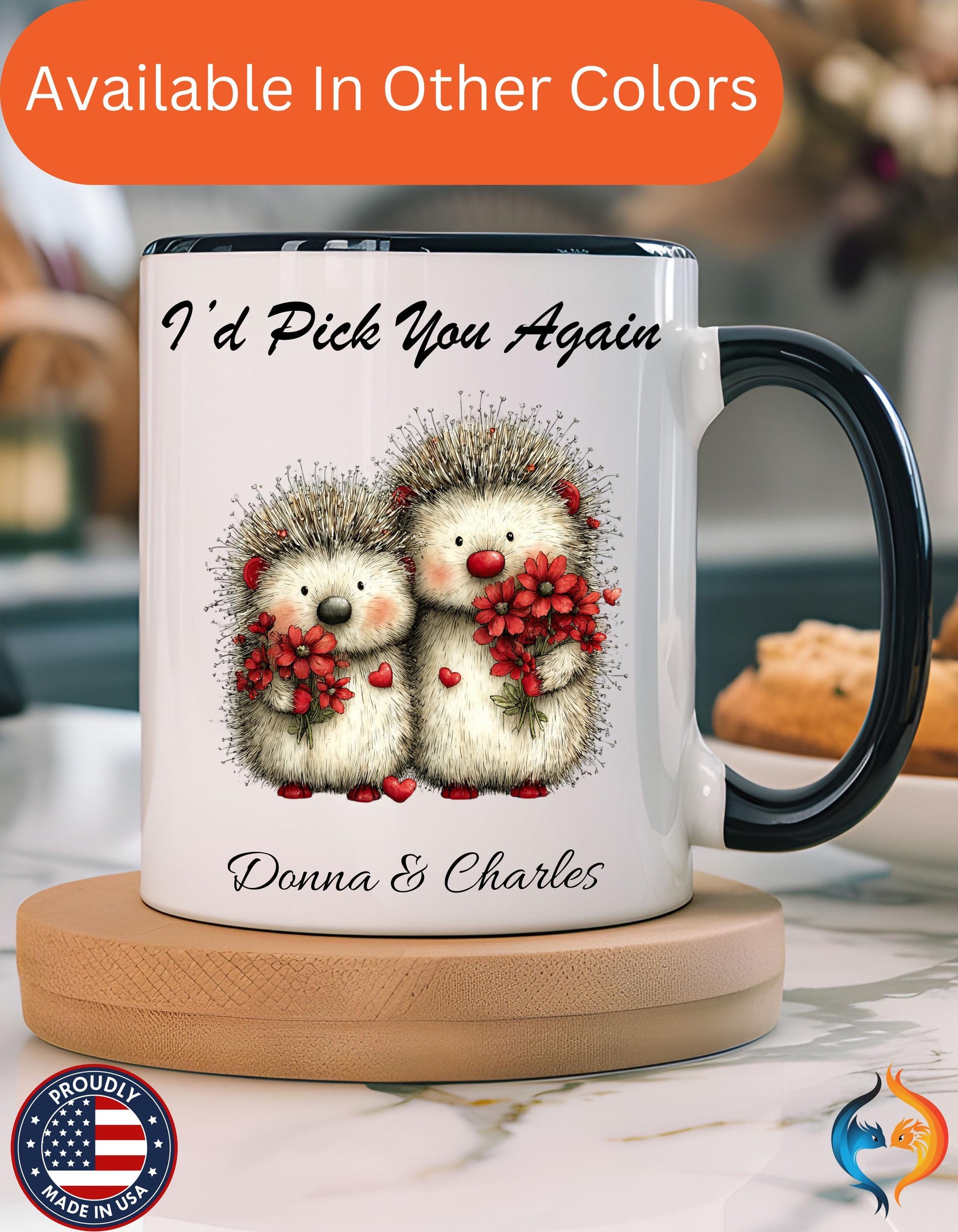 I'd Pick You Again Hedgehog Couple Mug Lifestyle Mockup | Nutty Designs