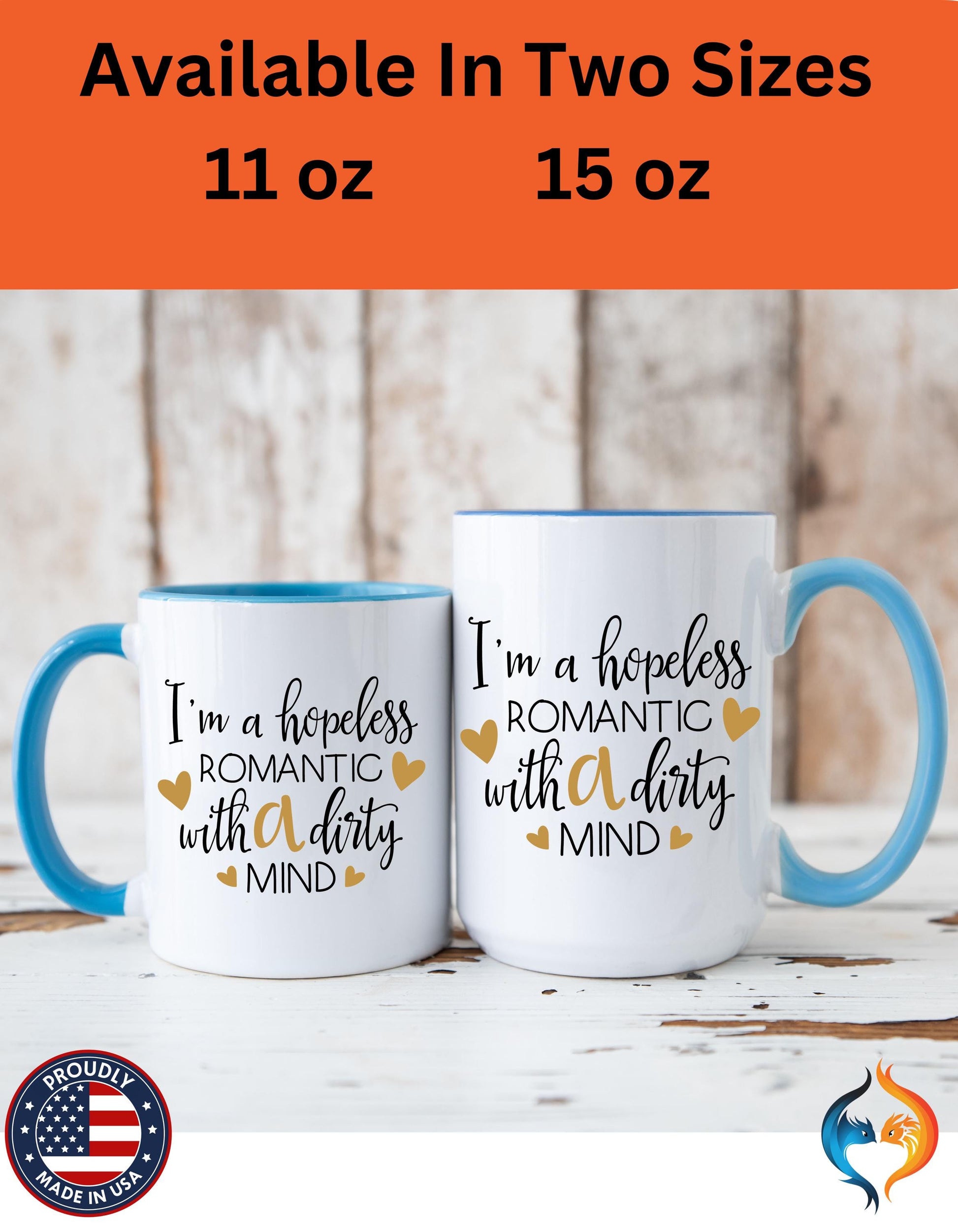 Hopeless Romantic with a Dirty Mind Mug Product Photo | Nutty Designs