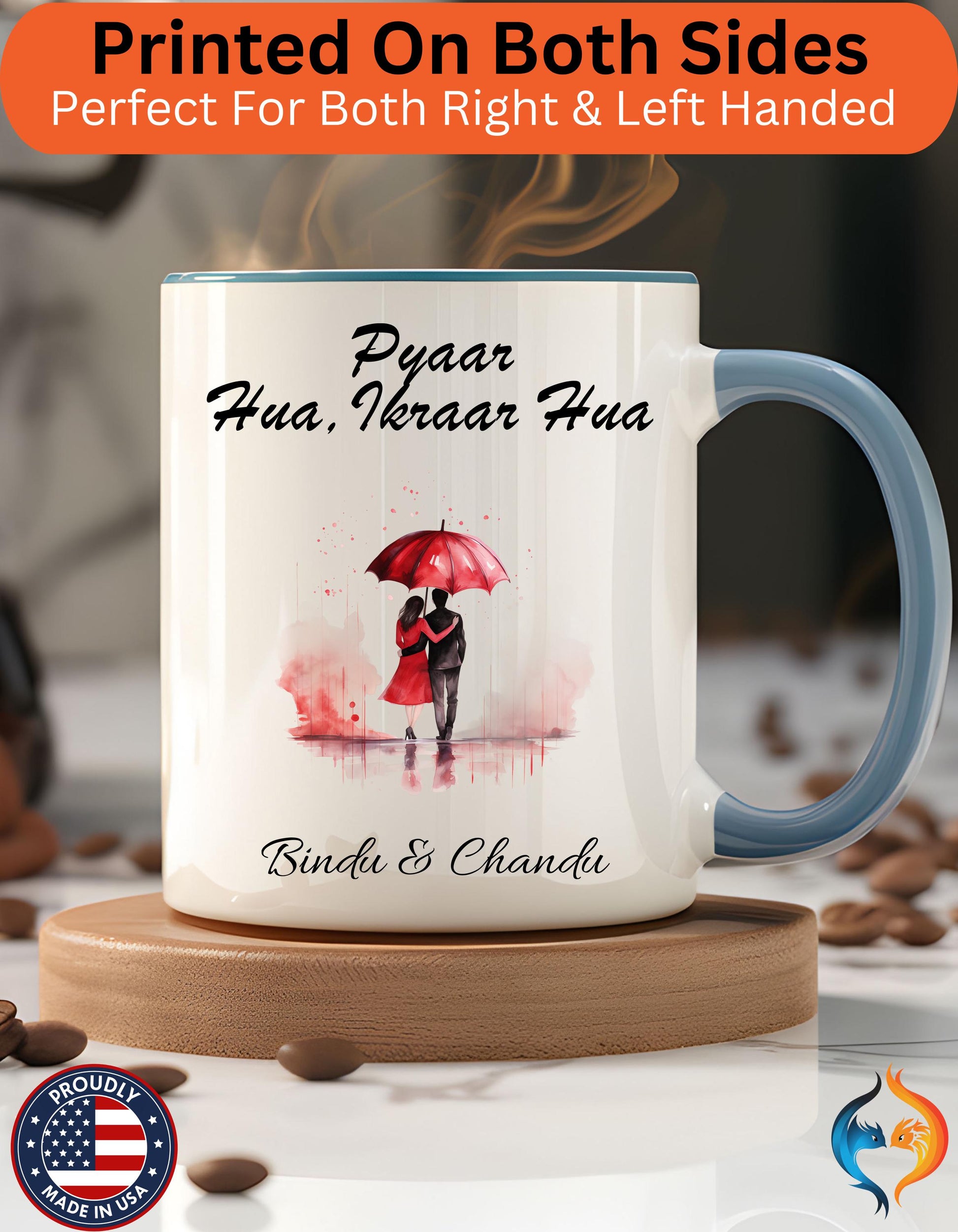 Pyaar Hua Ikraar Hua Romantic Couple Under Umbrella Mug Product Photo | Nutty Designs