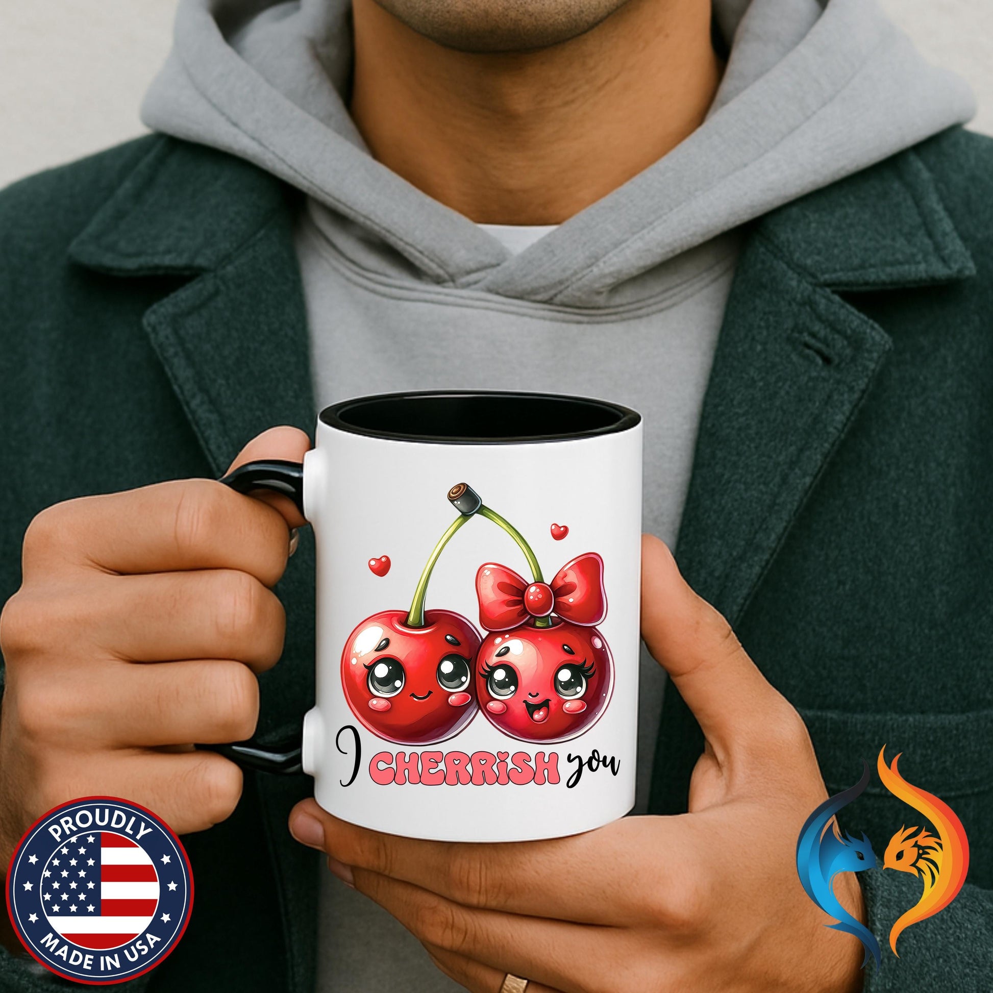 Kawaii Cherries I Cherrish You Mug Product Photo | Nutty Designs