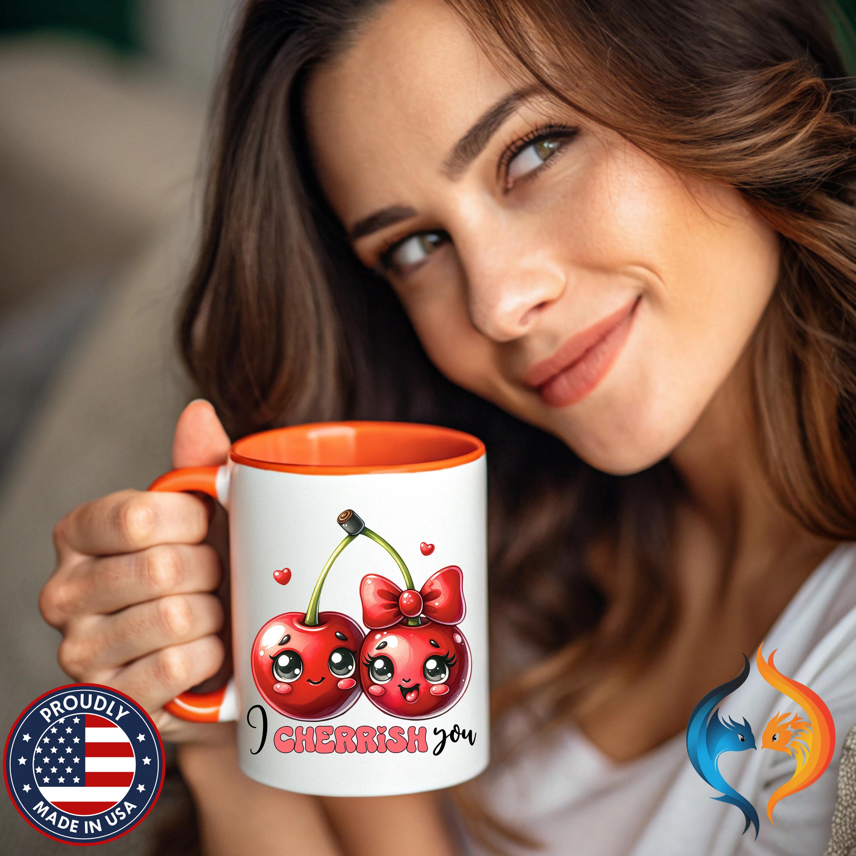 Kawaii Cherries I Cherrish You Mug Product Photo | Nutty Designs