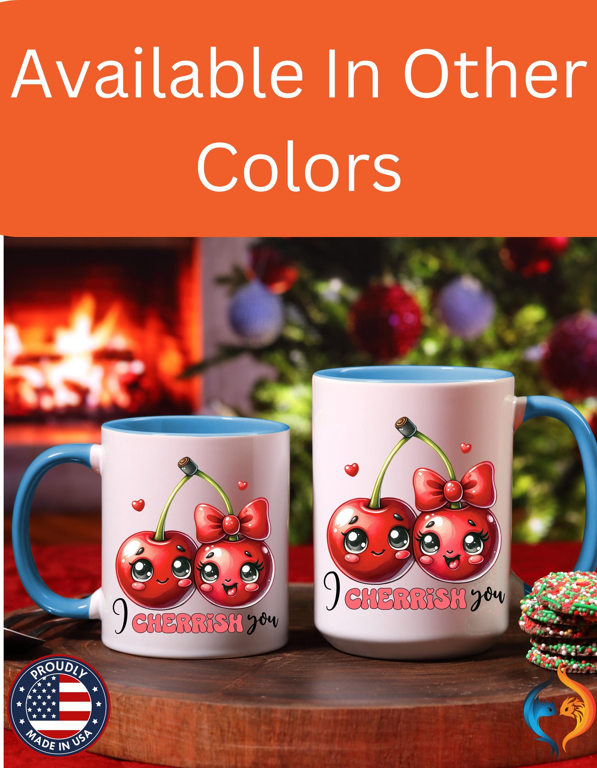 Kawaii Cherries I Cherrish You Mug Product Photo | Nutty Designs