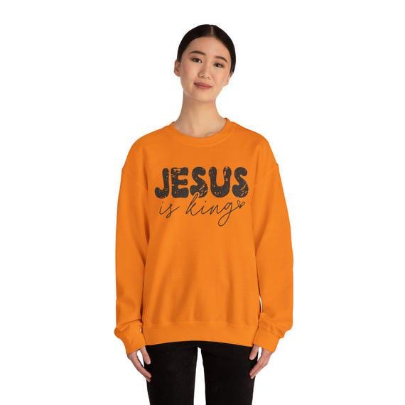 Jesus Is King Religious Christian Faith Jumper Sweatshirts Christia...