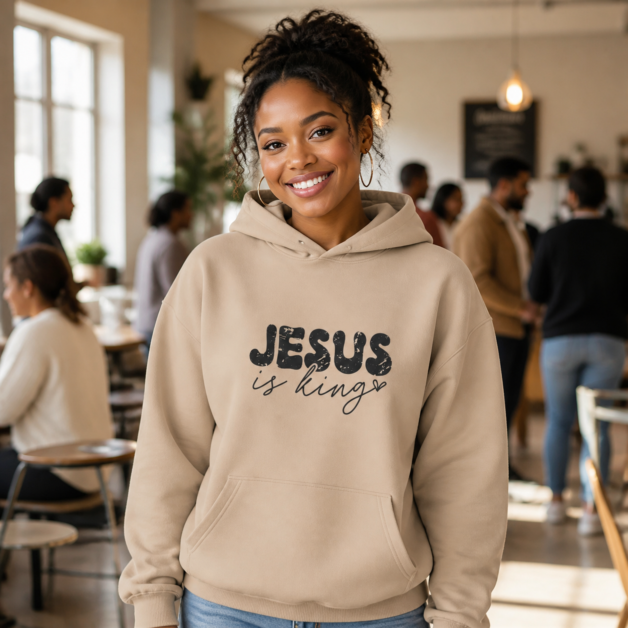 Jesus Is King graphic hoodie lifestyle photo
