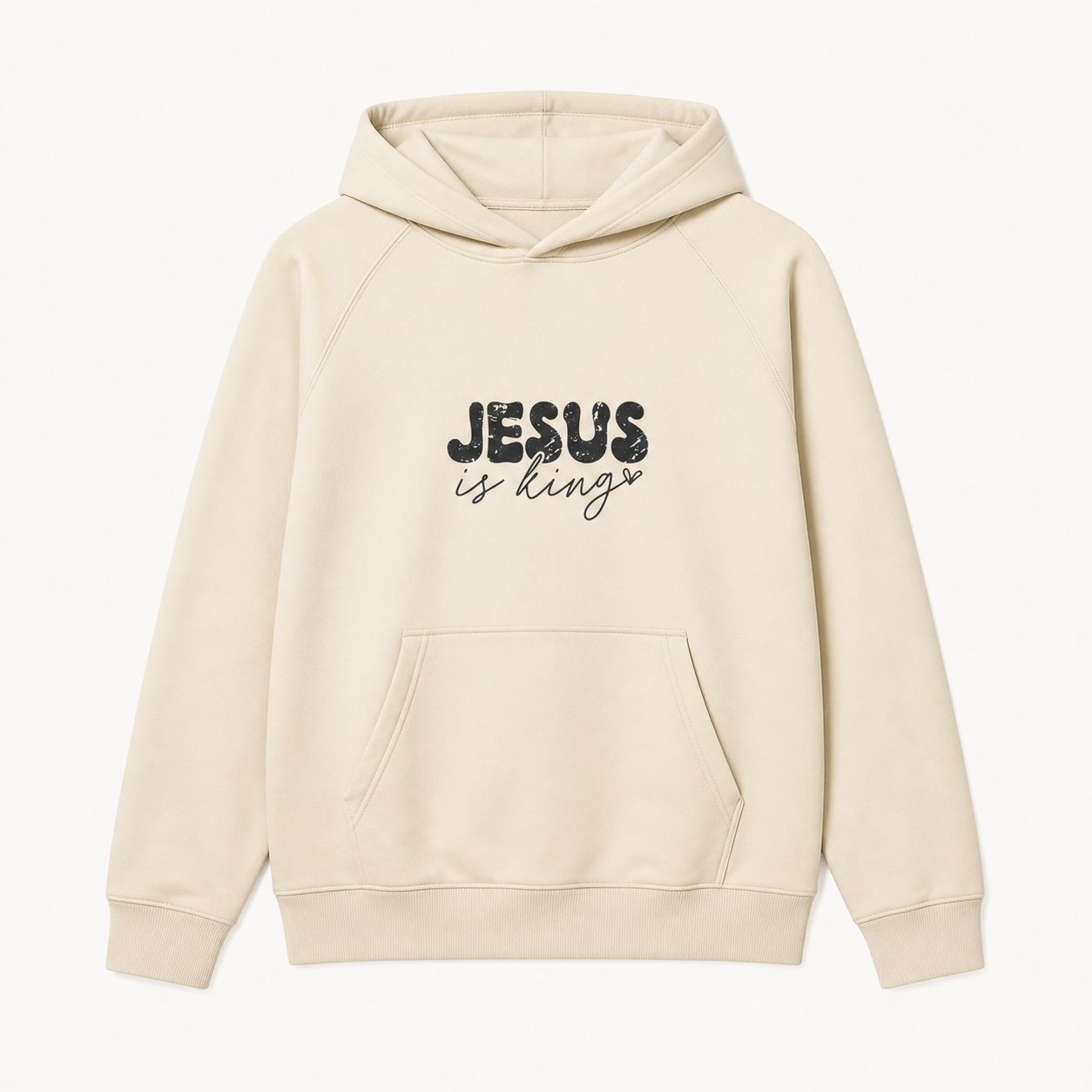 Jesus Is King Christian faith graphic sand hoodie front product image