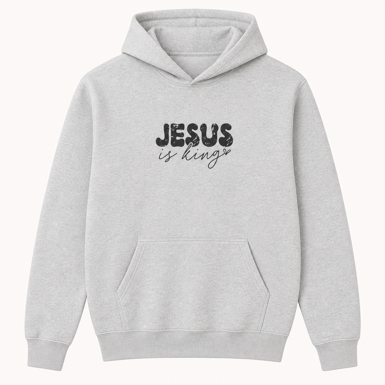 Jesus Is King Christian faith graphic sport grey hoodie front product image