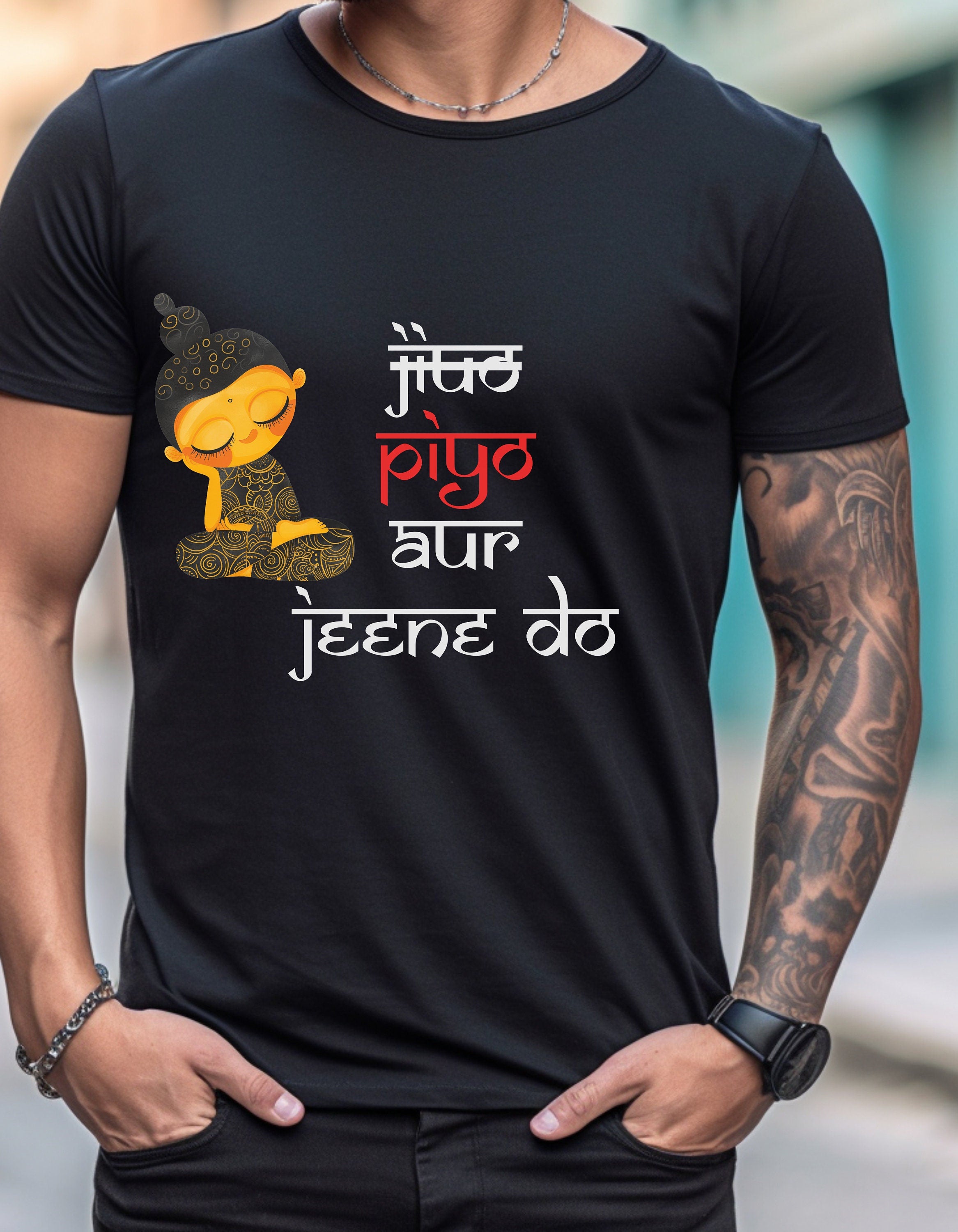 Jiyo Piyo Aur Peene Do, Desi Funny Tshirt, Indian pride, gift, Desi Swag, Pakistani shirt, humor T-shirt, Punny tee shirt Unisex Tee