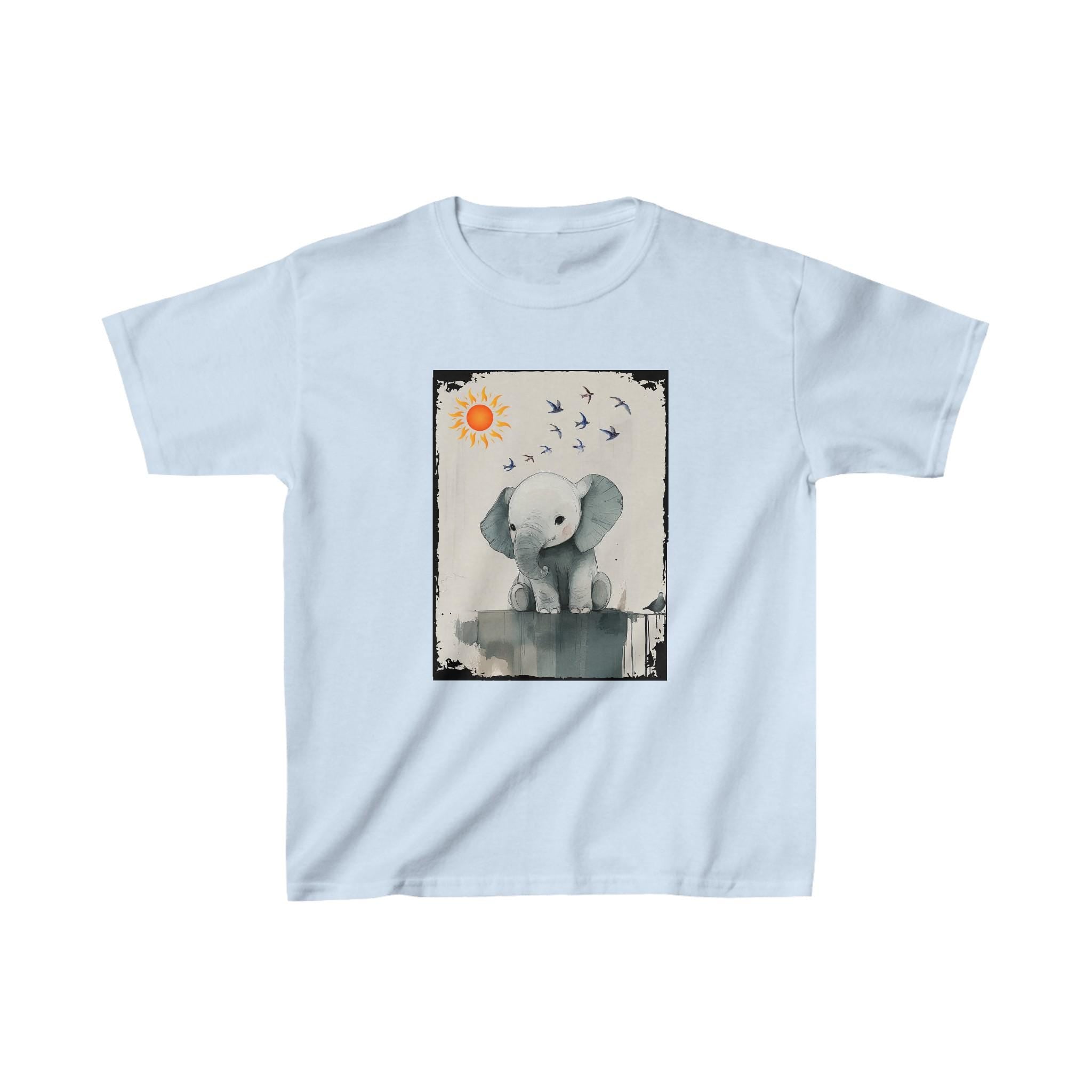 Kids T-Shirt, Magic Day with Birds and Elephant Tee, Children's Tee, Cute Animal Shirt, Magical Elephant Kids Top, Bird and Animals Youth