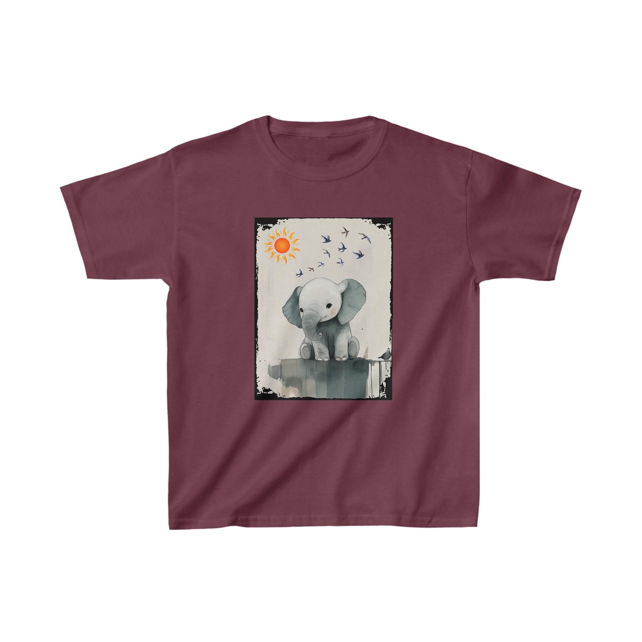Kids T-Shirt, Magic Day with Birds and Elephant Tee, Children's Tee, Cute Animal Shirt, Magical Elephant Kids Top, Bird and Animals Youth
