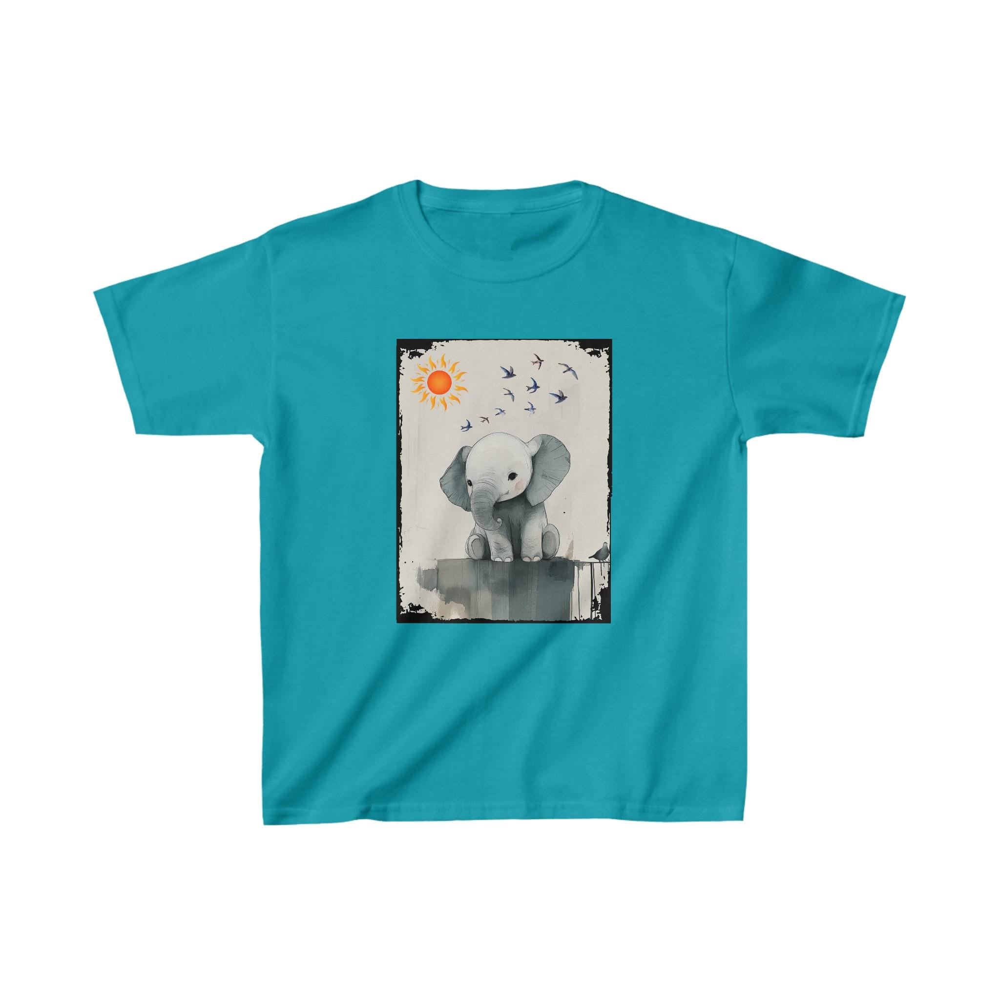 Kids T-Shirt, Magic Day with Birds and Elephant Tee, Children's Tee, Cute Animal Shirt, Magical Elephant Kids Top, Bird and Animals Youth
