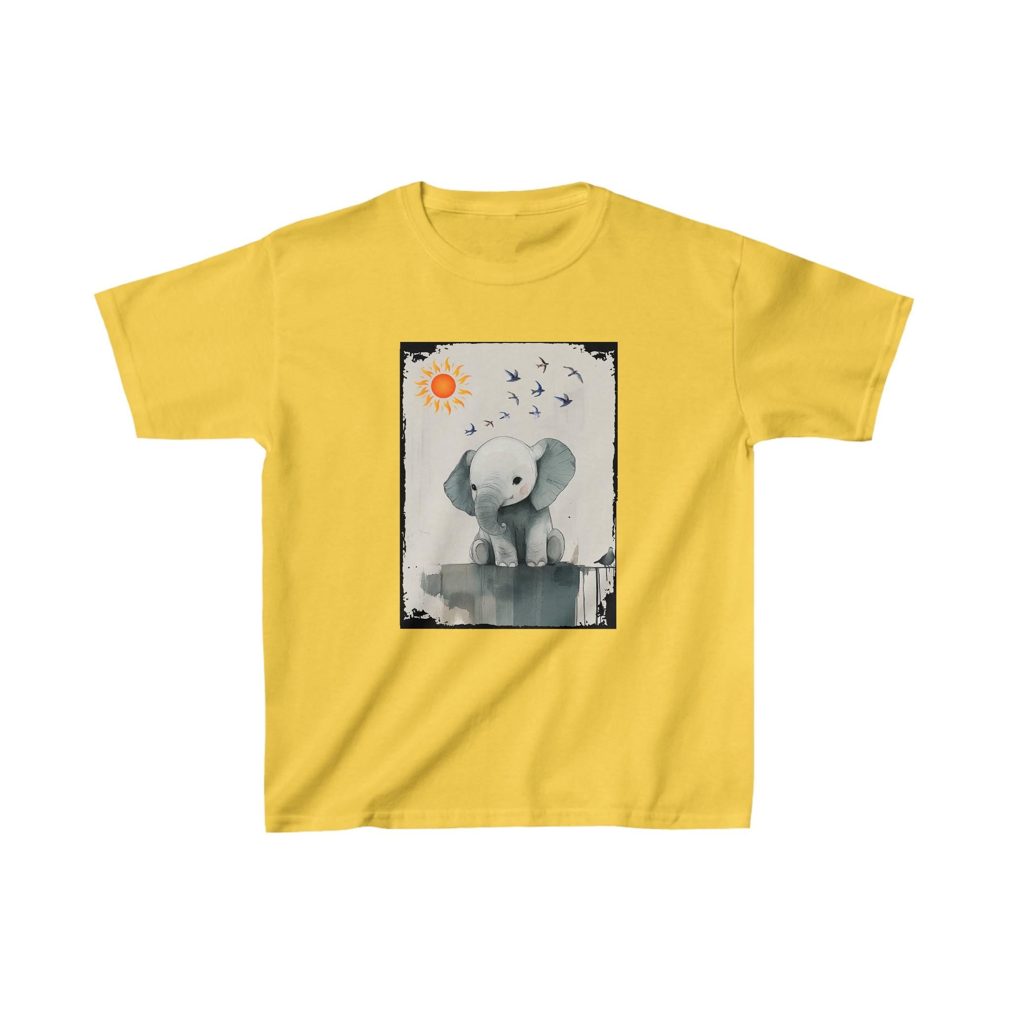 Kids T-Shirt, Magic Day with Birds and Elephant Tee, Children's Tee, Cute Animal Shirt, Magical Elephant Kids Top, Bird and Animals Youth