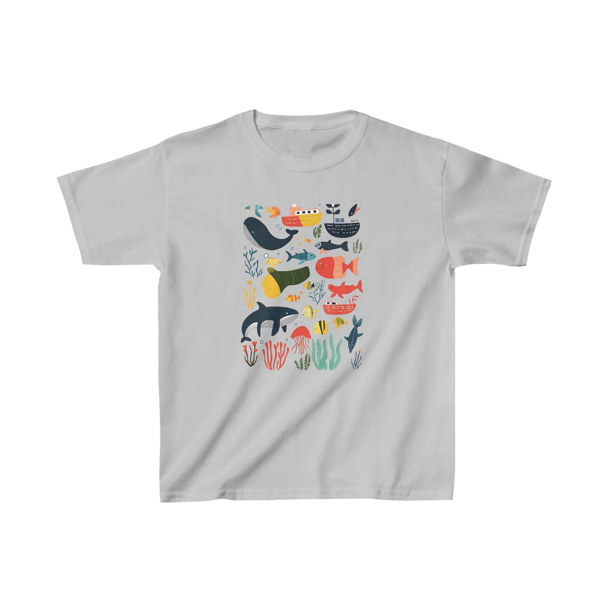 Kids Tee Shirt, Under the Sea Animals, Children's Graphic T-Shirt, Ocean Theme Top, Boys Girls Summer Clothing, Aquarium Wildlife Tee, Kids