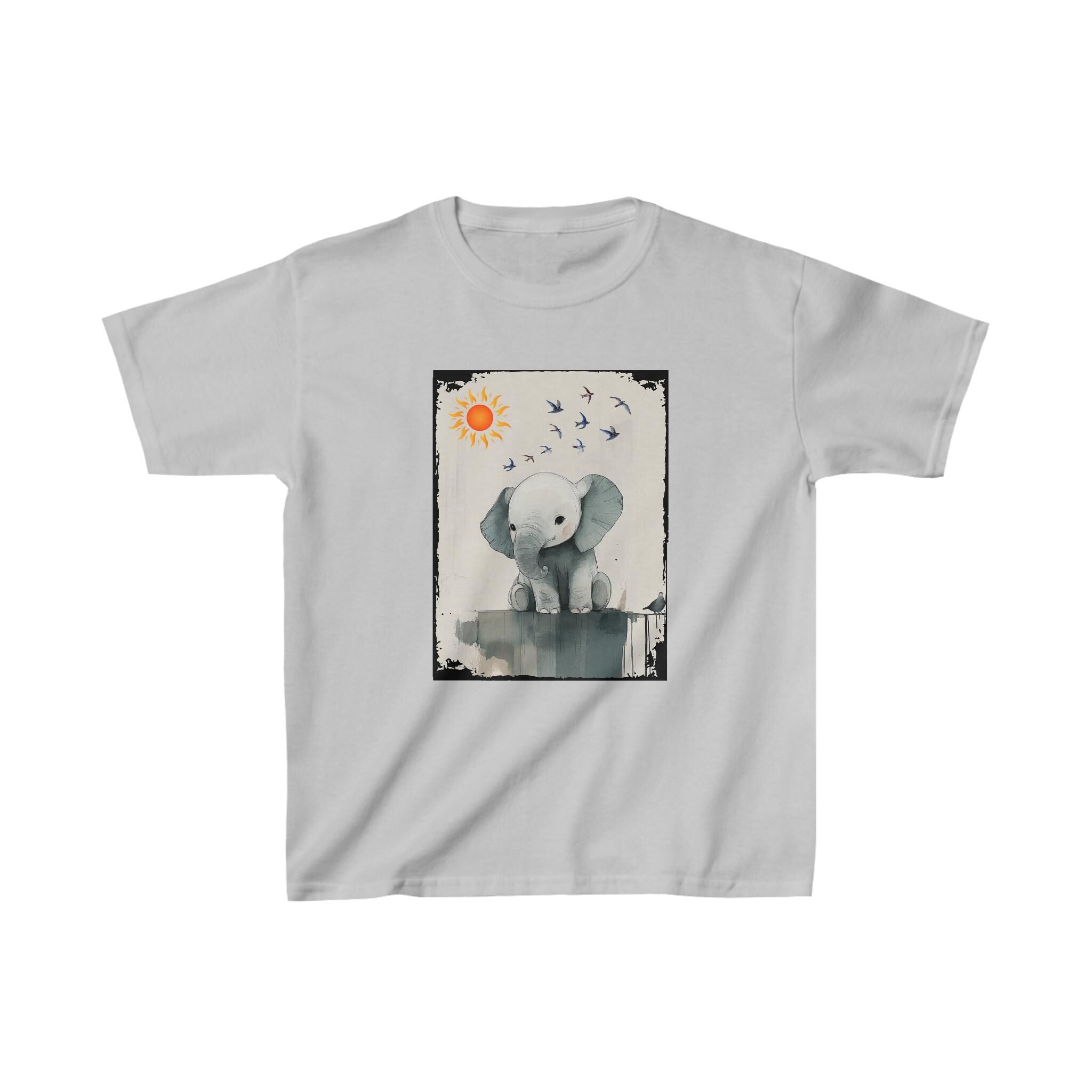 Kids T-Shirt, Magic Day with Birds and Elephant Tee, Children's Tee, Cute Animal Shirt, Magical Elephant Kids Top, Bird and Animals Youth