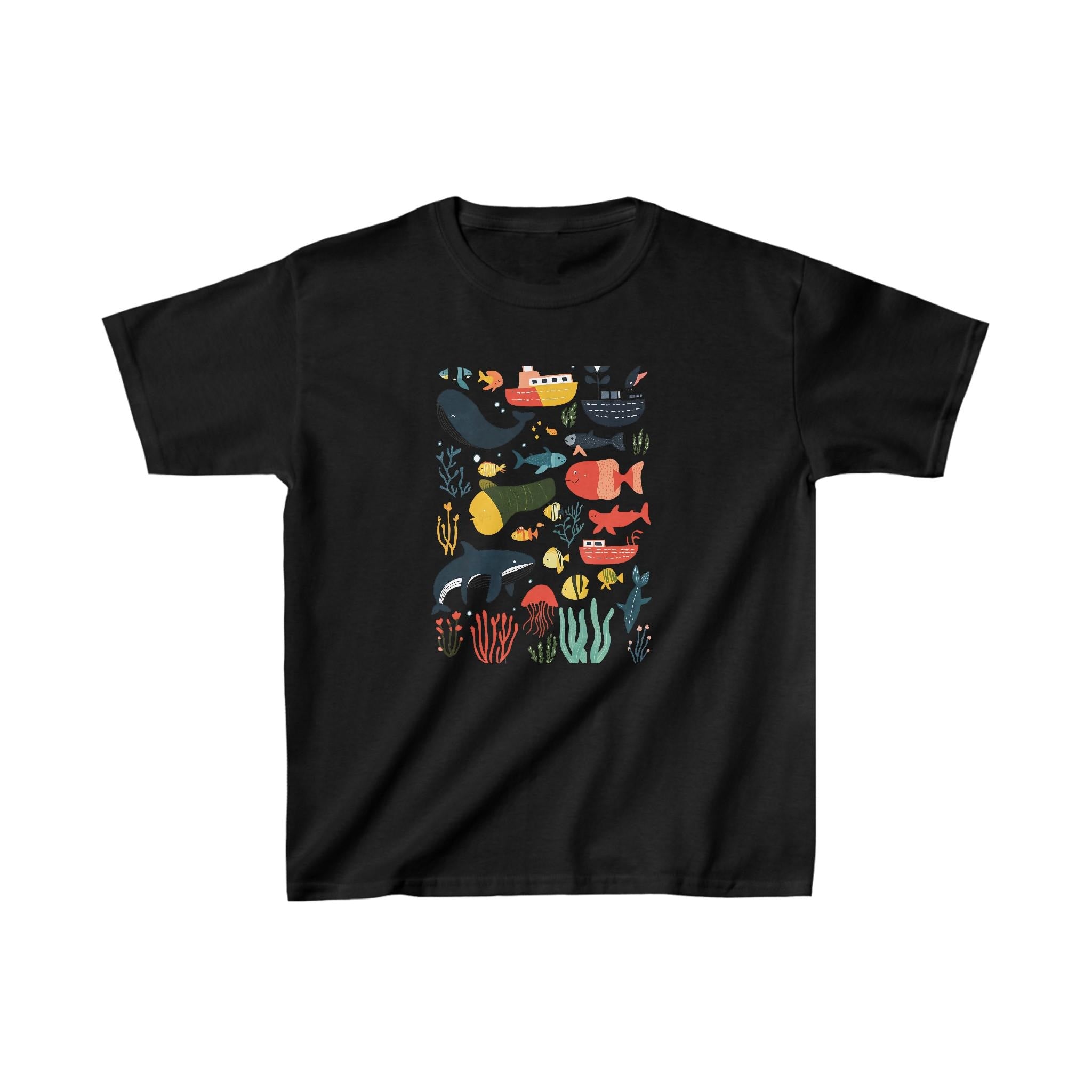 Kids Tee Shirt, Under the Sea Animals, Children's Graphic T-Shirt, Ocean Theme Top, Boys Girls Summer Clothing, Aquarium Wildlife Tee, Kids