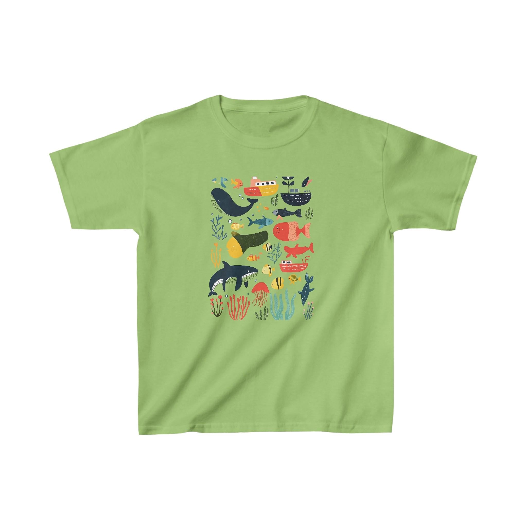 Kids Tee Shirt, Under the Sea Animals, Children's Graphic T-Shirt, Ocean Theme Top, Boys Girls Summer Clothing, Aquarium Wildlife Tee, Kids