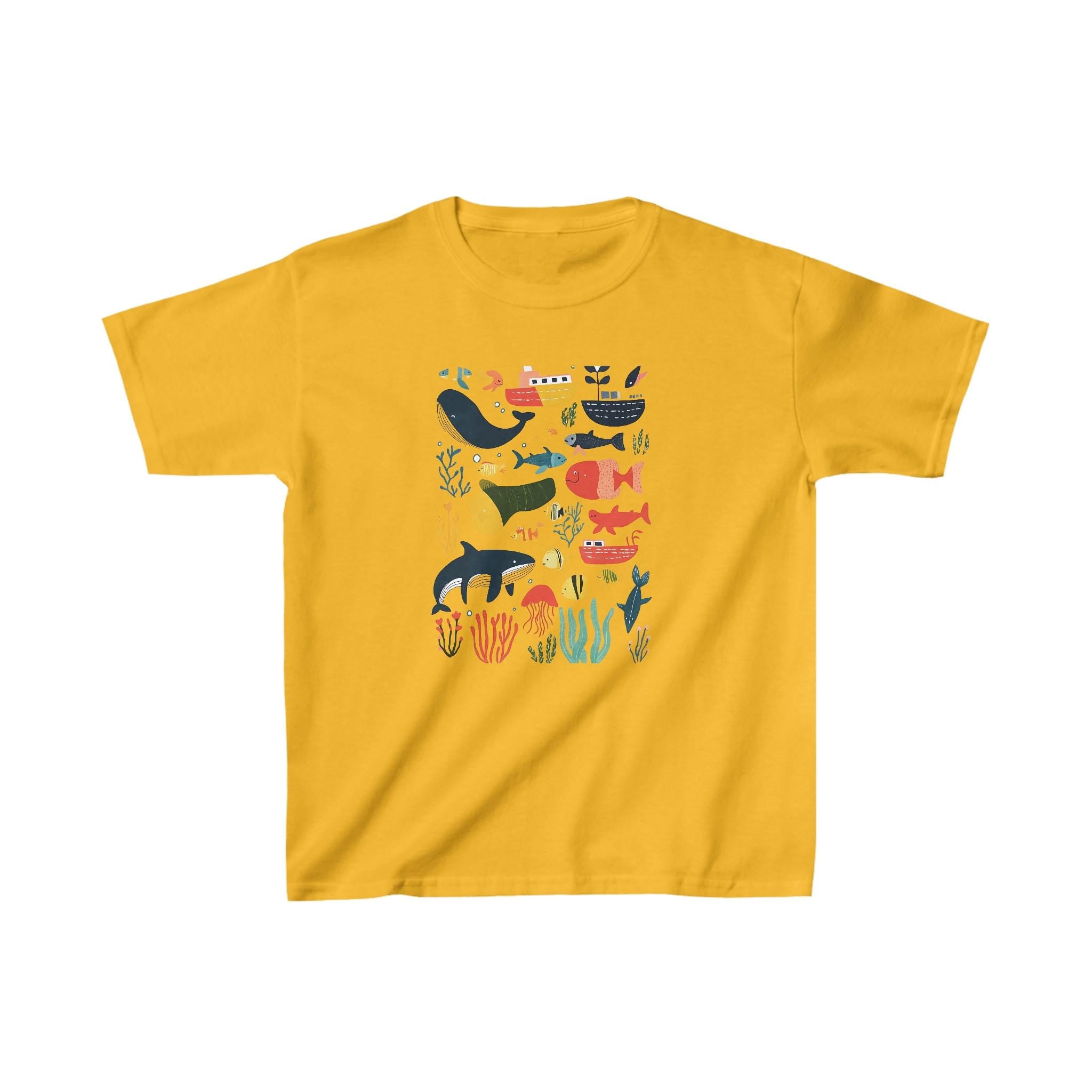 Kids Tee Shirt, Under the Sea Animals, Children's Graphic T-Shirt, Ocean Theme Top, Boys Girls Summer Clothing, Aquarium Wildlife Tee, Kids