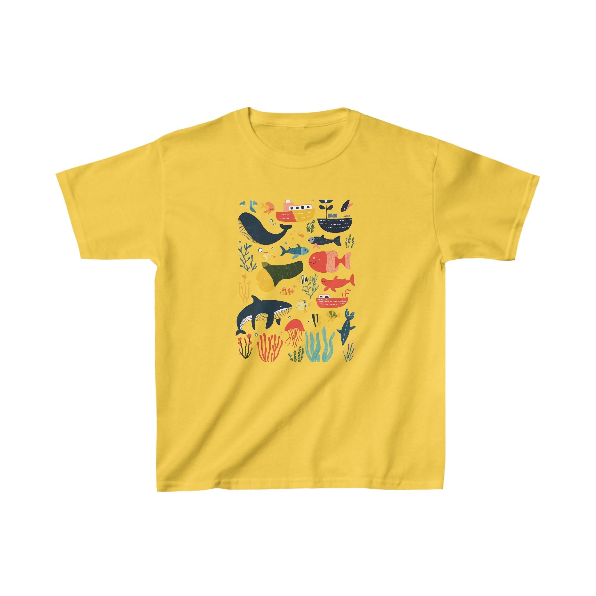 Kids Tee Shirt, Under the Sea Animals, Children's Graphic T-Shirt, Ocean Theme Top, Boys Girls Summer Clothing, Aquarium Wildlife Tee, Kids