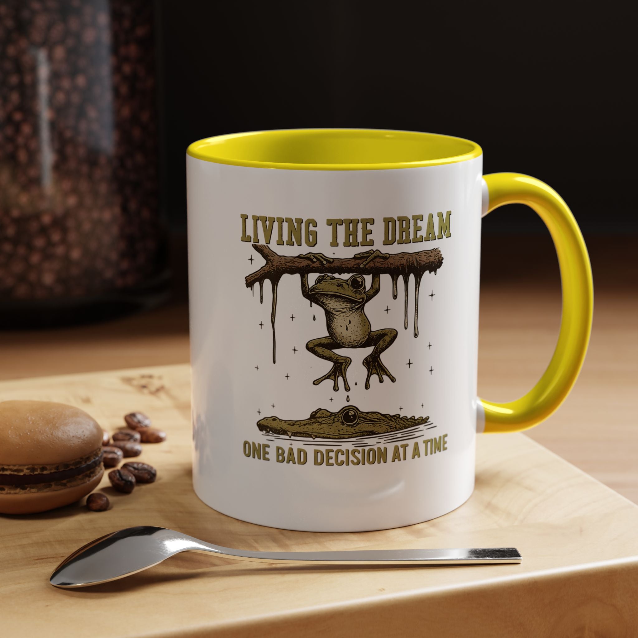 Living The Dream One Bad Decision | Funny Coffee Mug, Sarcastic Tea Cup, Unique Gift Idea