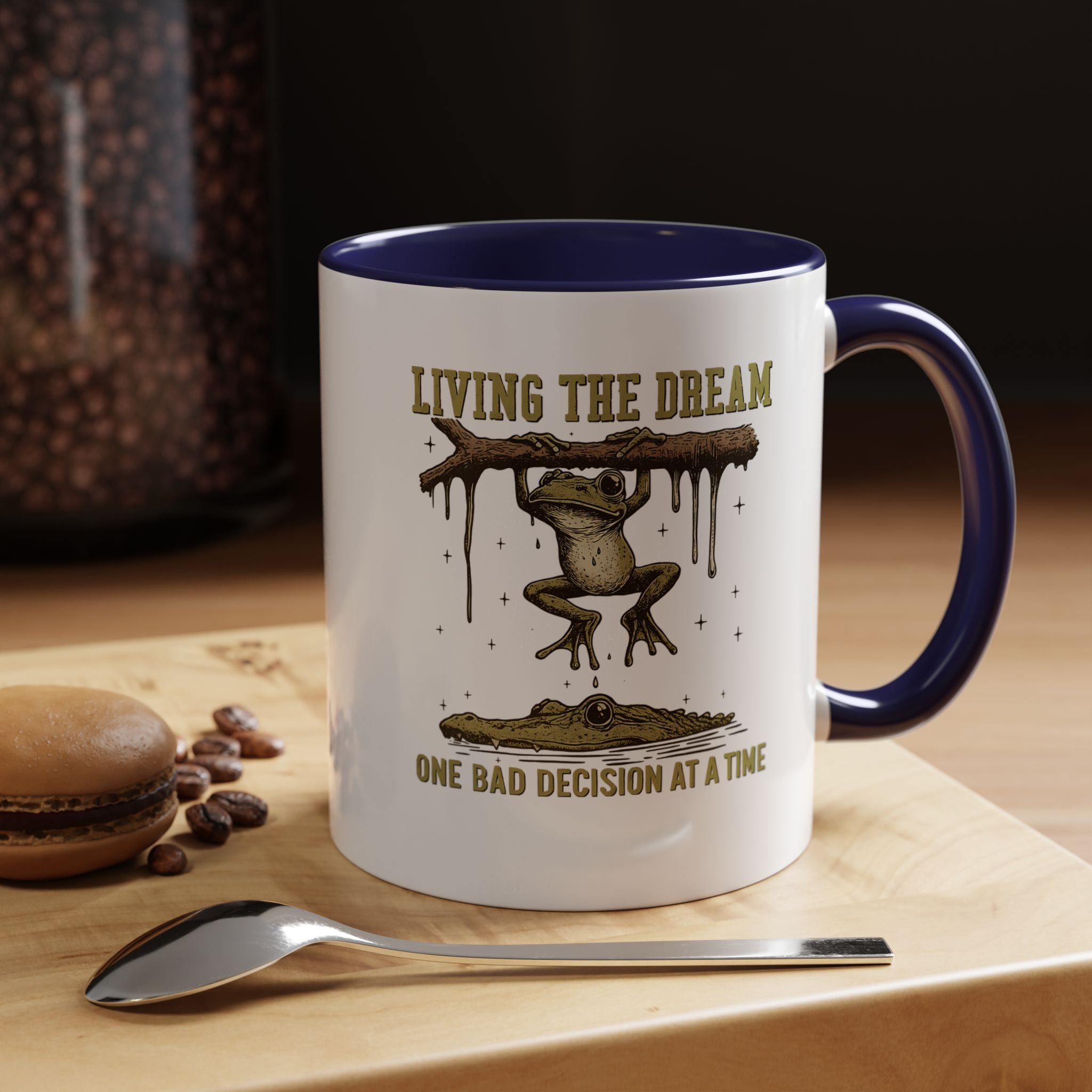 Living The Dream One Bad Decision | Funny Coffee Mug, Sarcastic Tea Cup, Unique Gift Idea