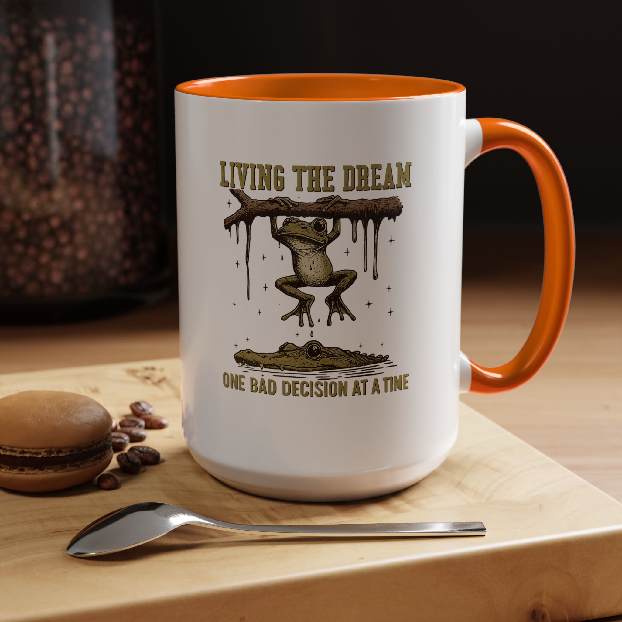 Living The Dream One Bad Decision | Funny Coffee Mug, Sarcastic Tea Cup, Unique Gift Idea