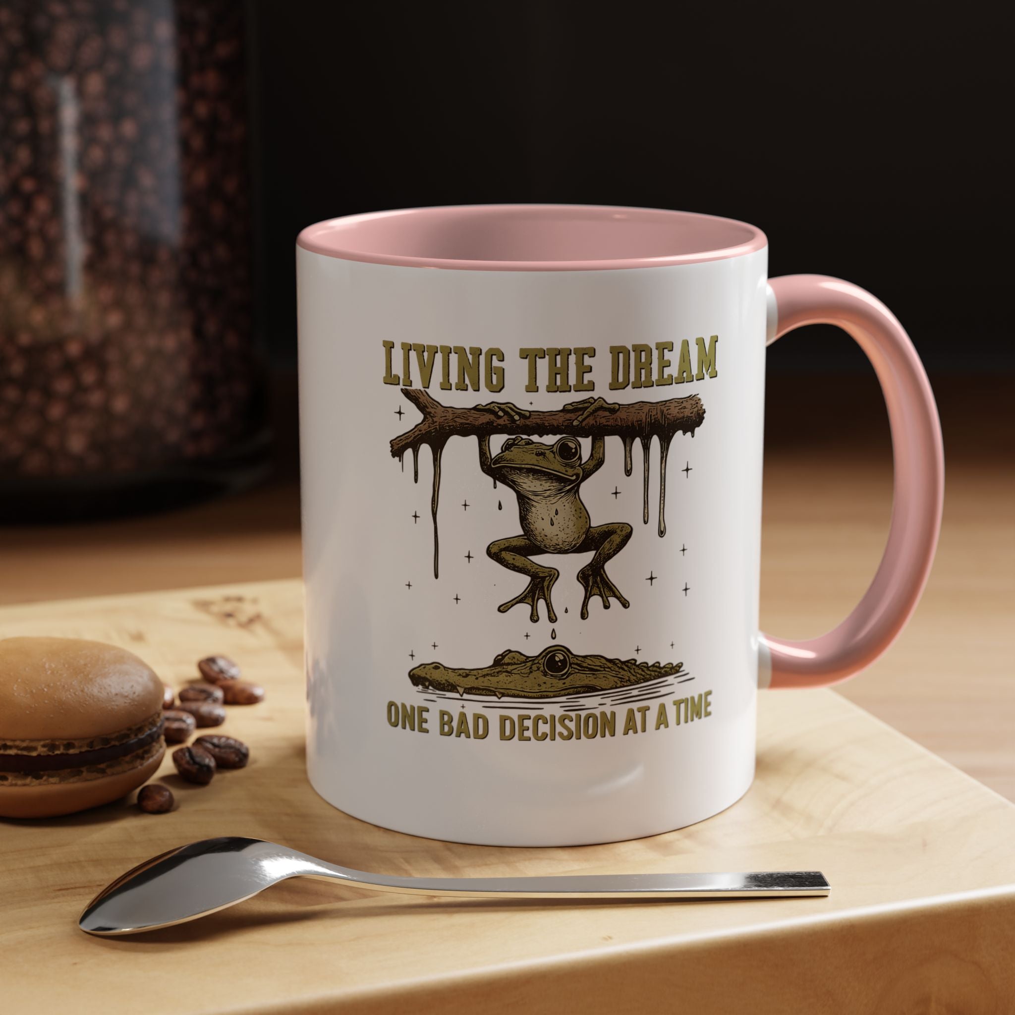 Living The Dream One Bad Decision | Funny Coffee Mug, Sarcastic Tea Cup, Unique Gift Idea