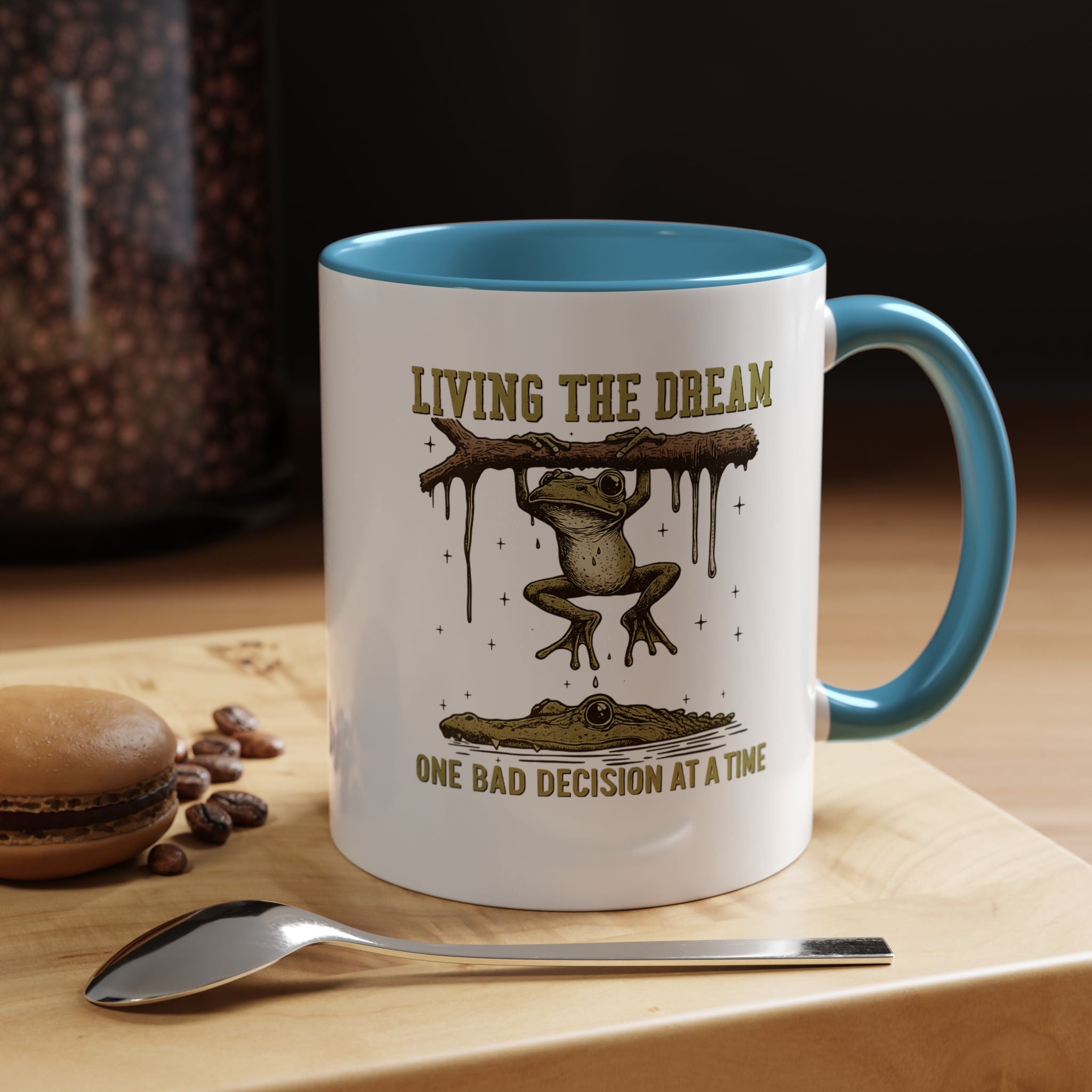 Living The Dream One Bad Decision | Funny Coffee Mug, Sarcastic Tea Cup, Unique Gift Idea